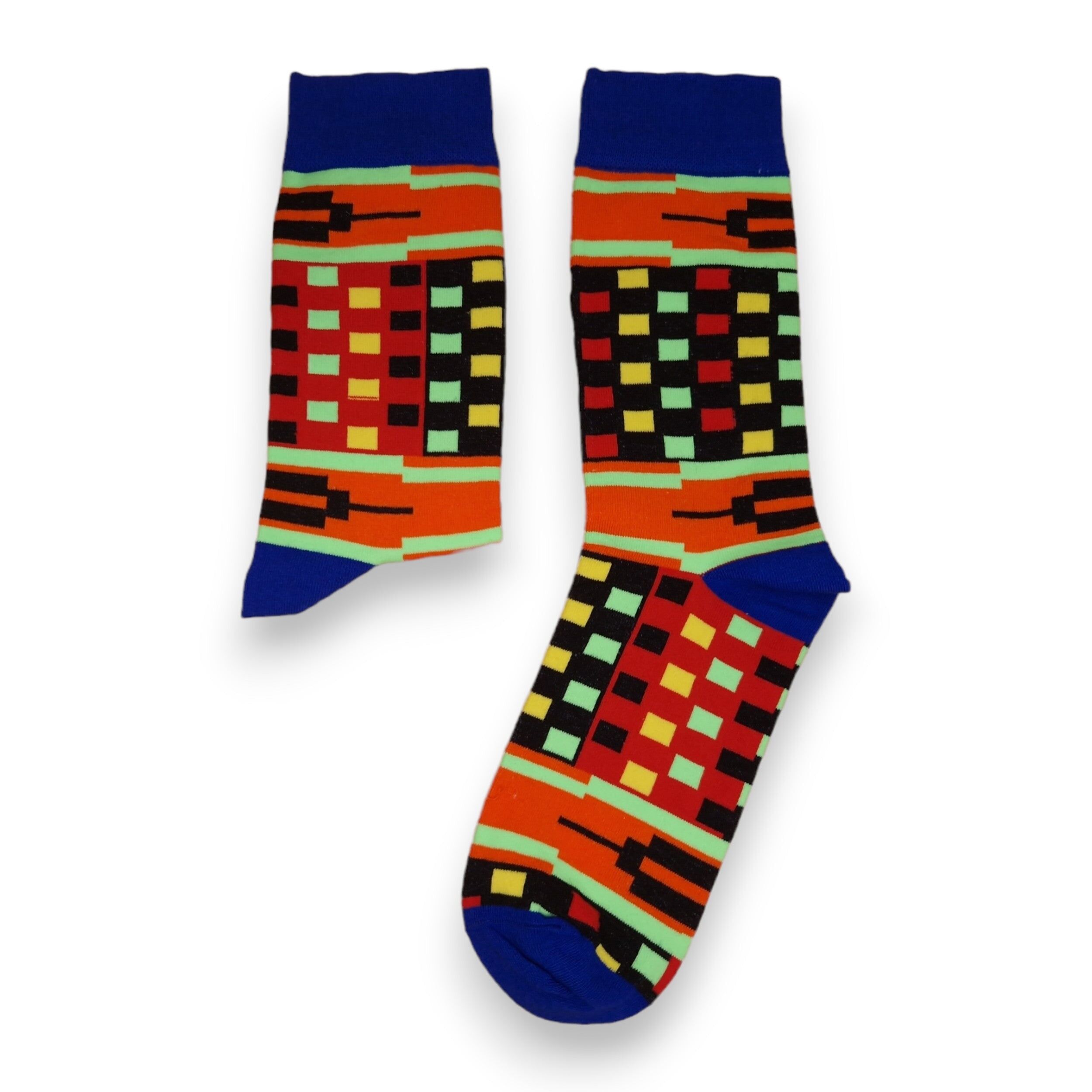 5 paia - Calzini africani / Calzini afro / Calzini con stampa africana - Kente multicolore blu