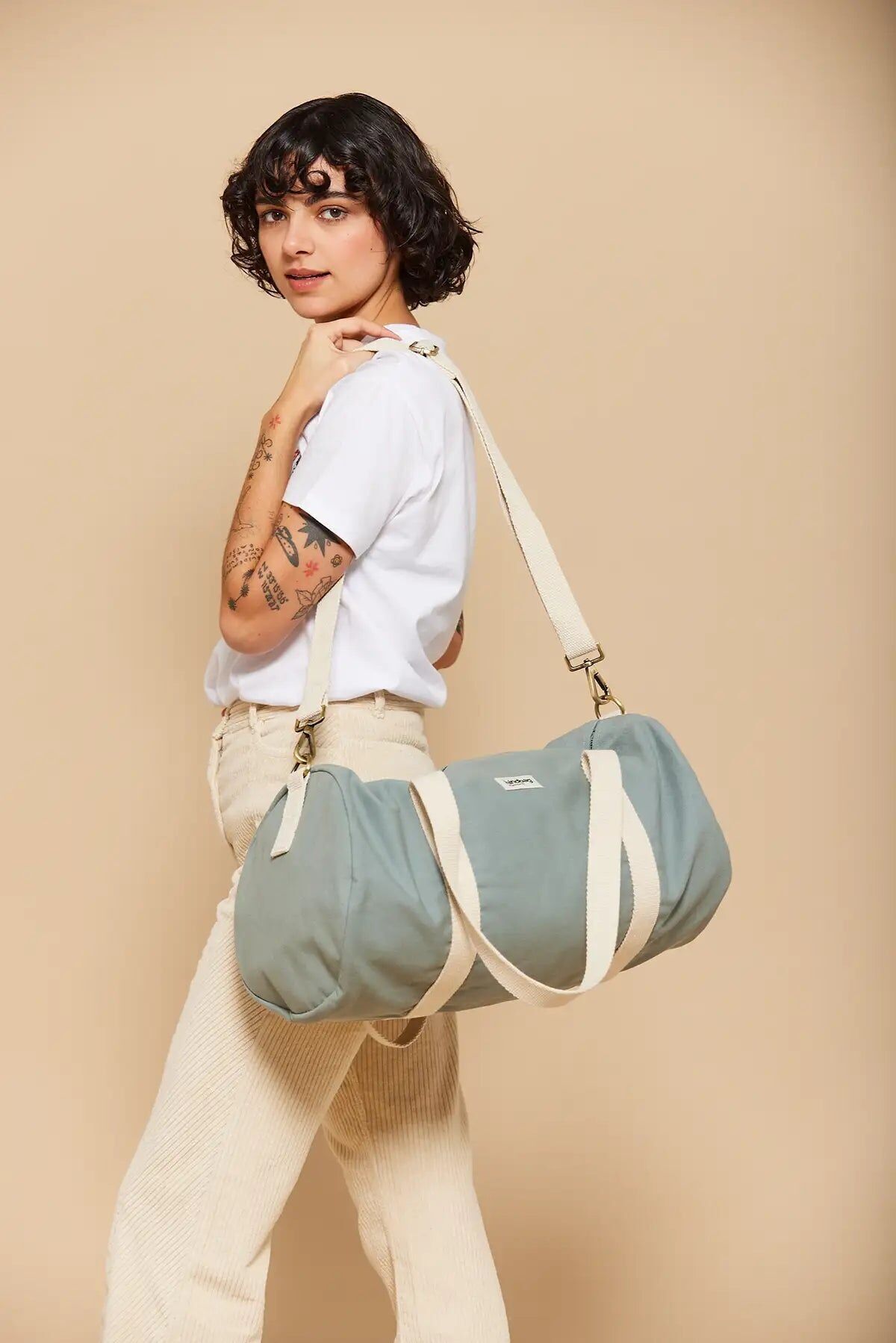 Simon Sage green duffel bag