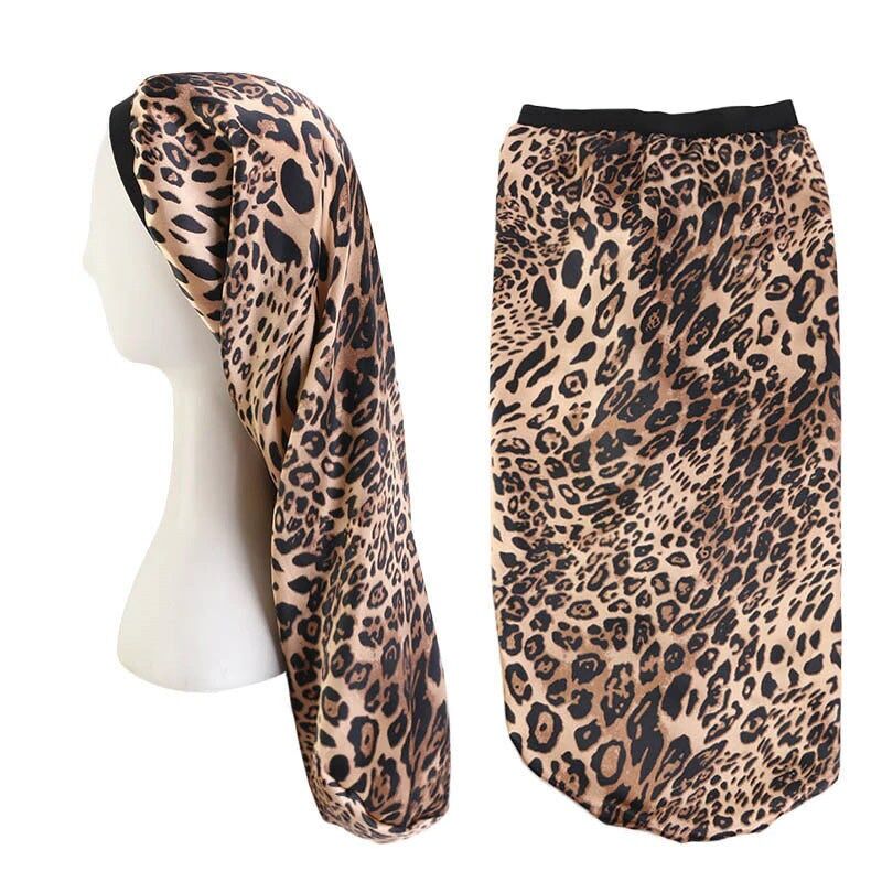Cuffia in raso per Dreadlocks / Trecce / Rasta - Dreadsock con stampa leopardata / Cuffia da notte in raso / Cuffia per capelli