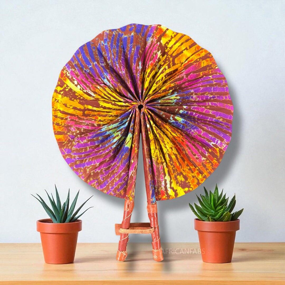 Ventaglio africano - Ventaglio con stampa Ankara - Kujoe - Multicolore