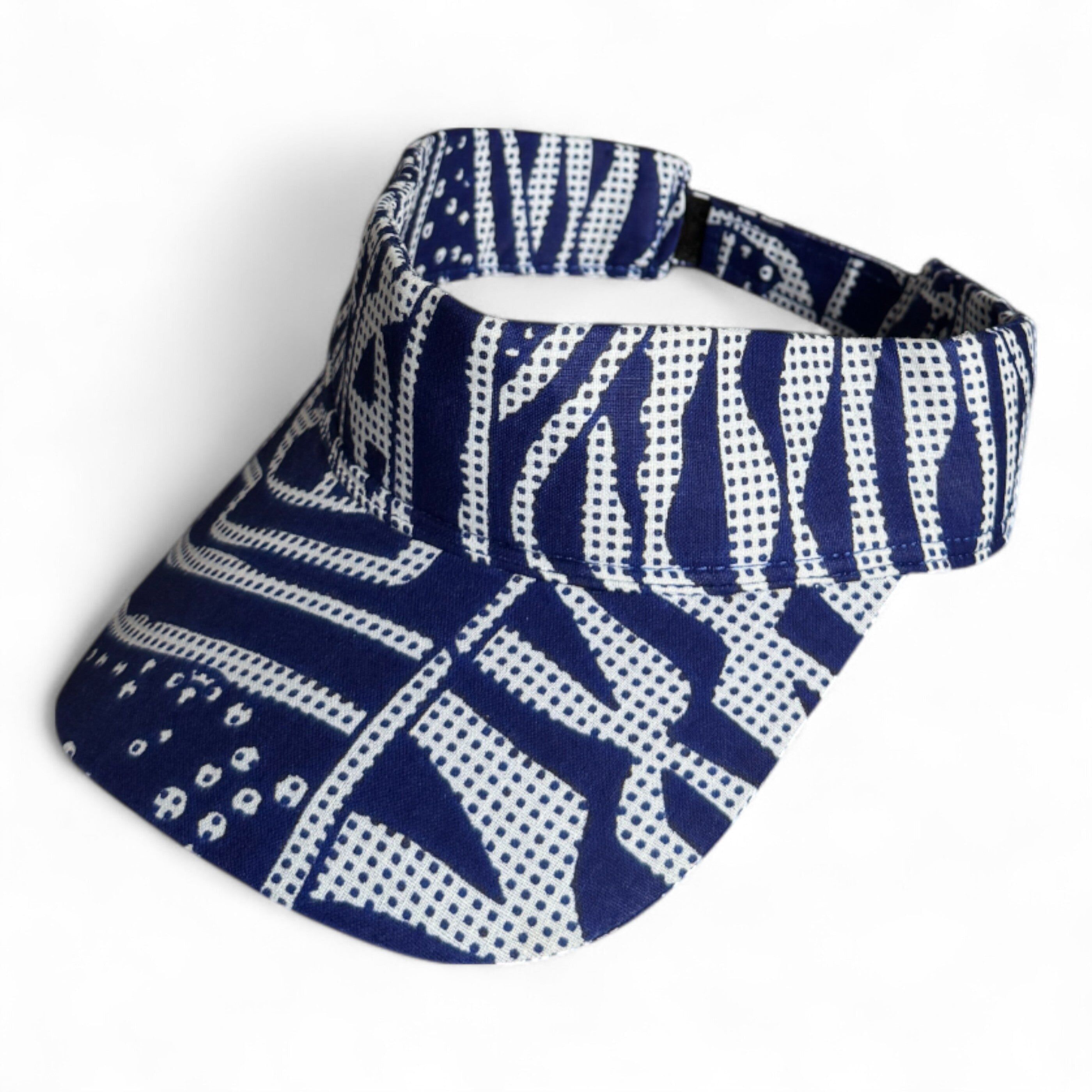 Cappellino con visiera parasole con stampa africana - Blu Ndop Camerun