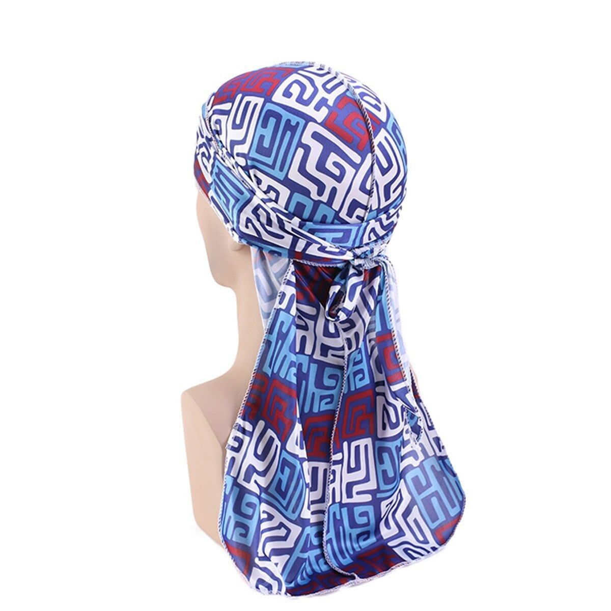 Durag / Du-rag / Do-rag / Bandana - Unisex - Tessuto fango Blu / bianco