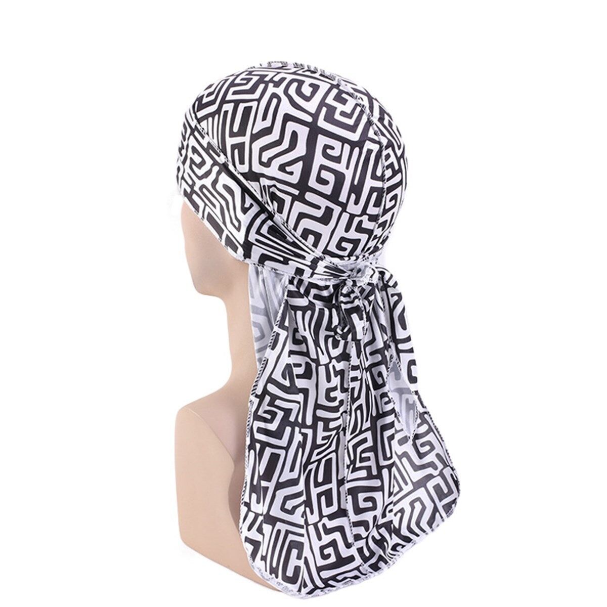 Durag / Du-rag / Do-rag / Bandana - Unisex - Tessuto fango Nero / bianco