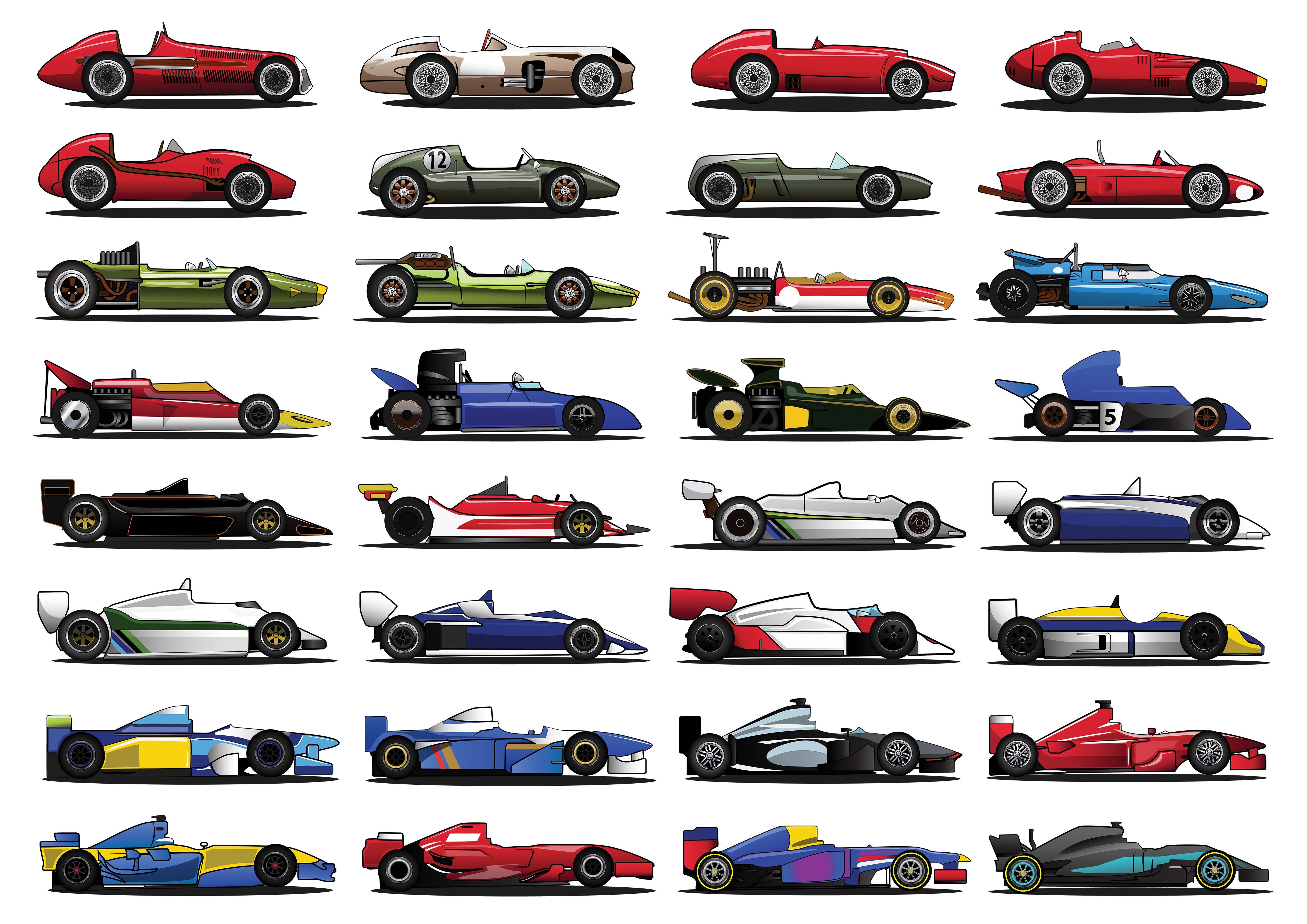 Stampa A3 delle auto del Gran Premio