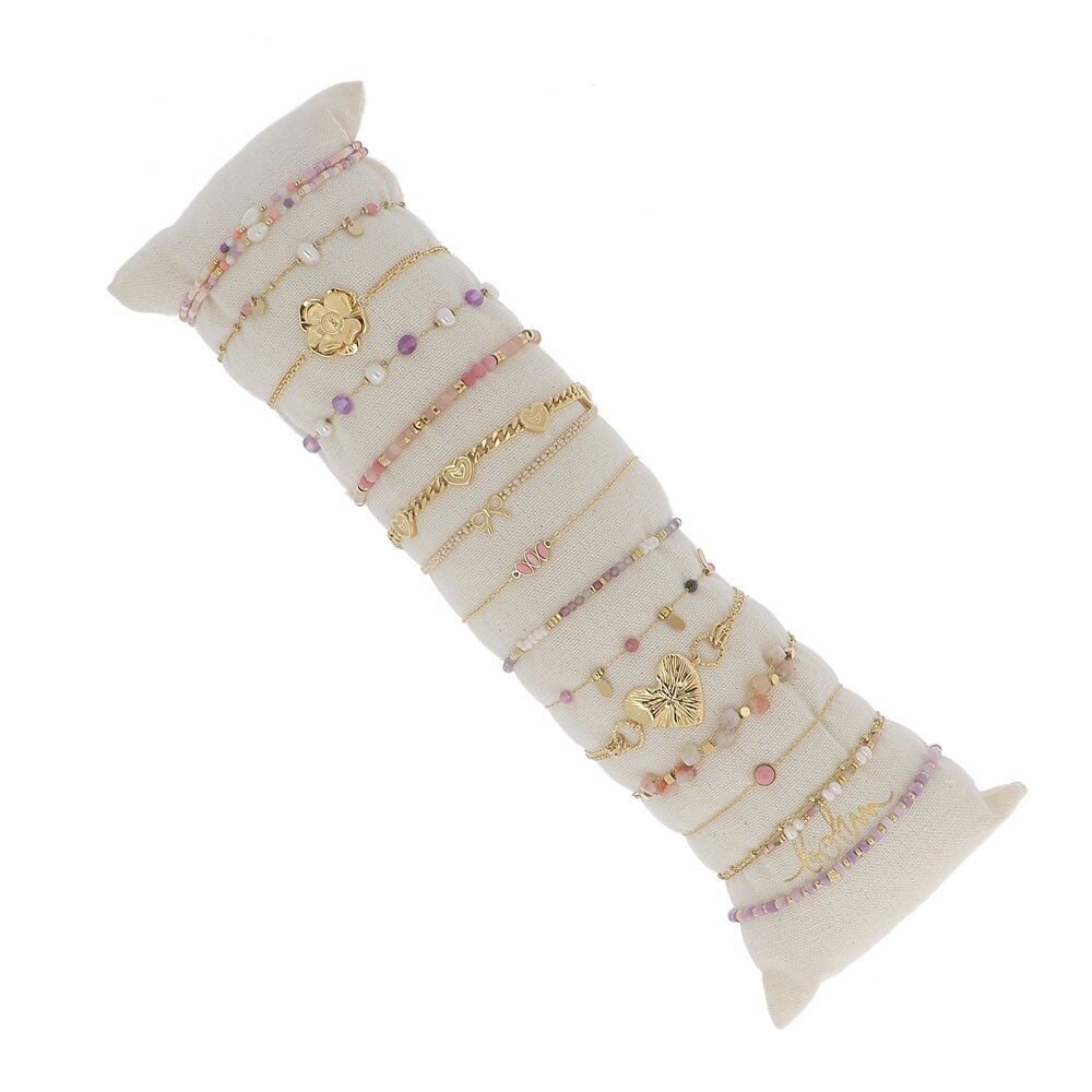 Set of 15 bracelets - mixed purple - display stand included