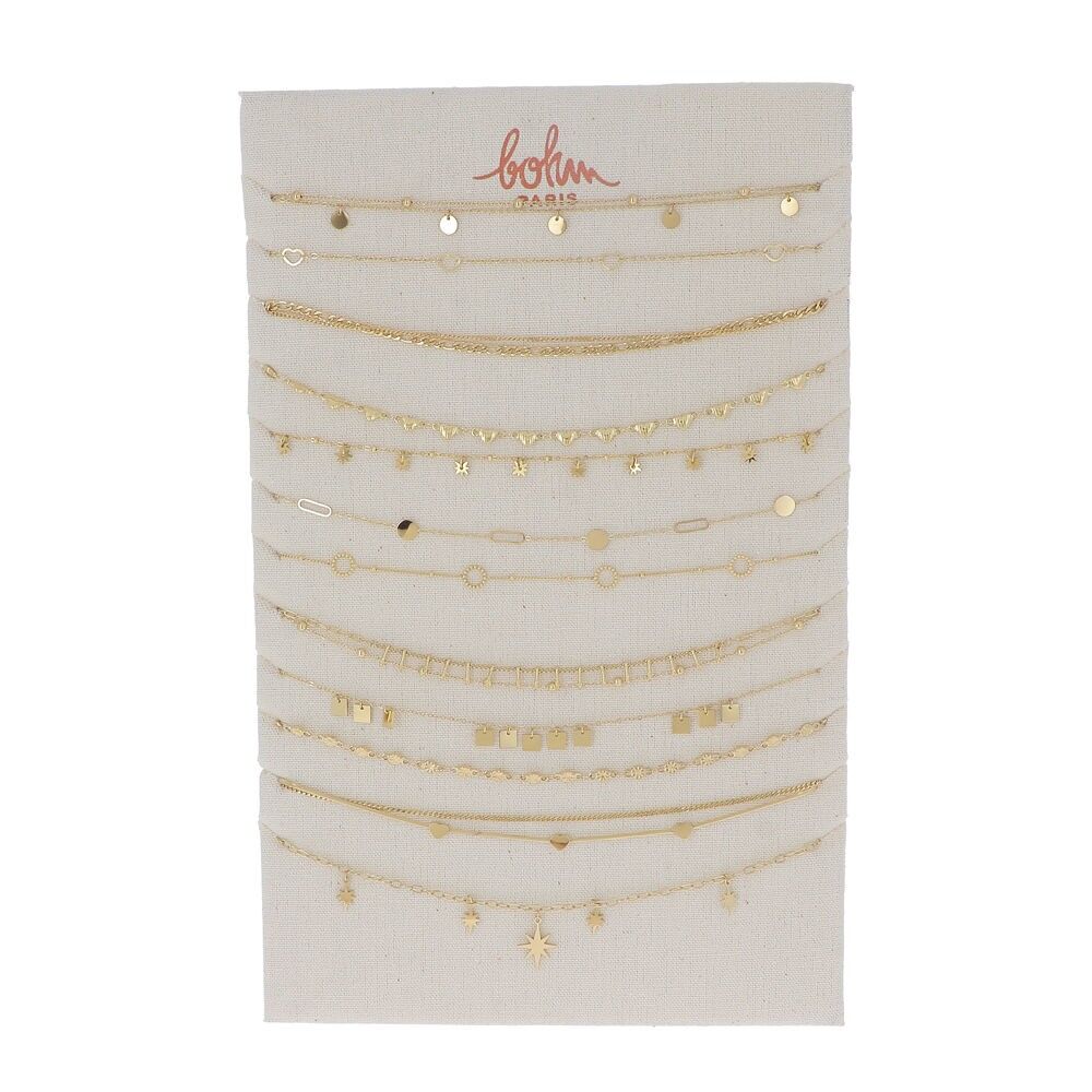 Set mit 24 (12+12) Halsketten – Gold – Gratis Präsentationsständer
