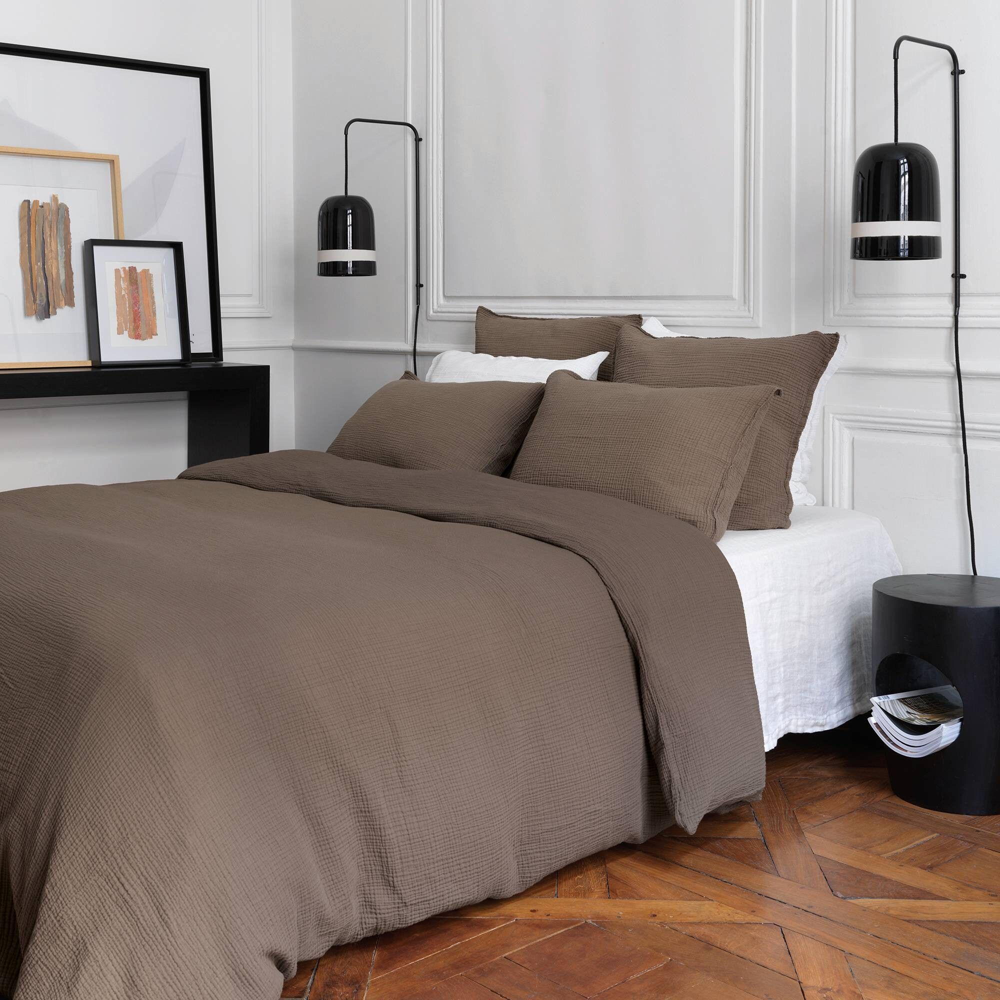 Drap housse gaze de coton grège 180X200X30 CM