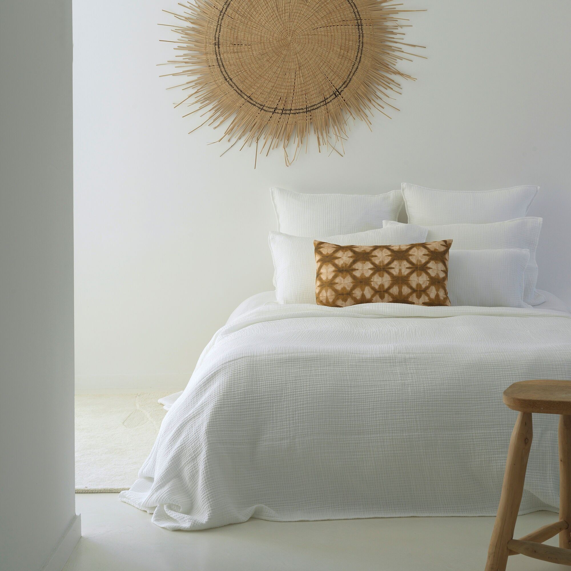 Dessus de lit gaze de coton blanc 255X270 CM