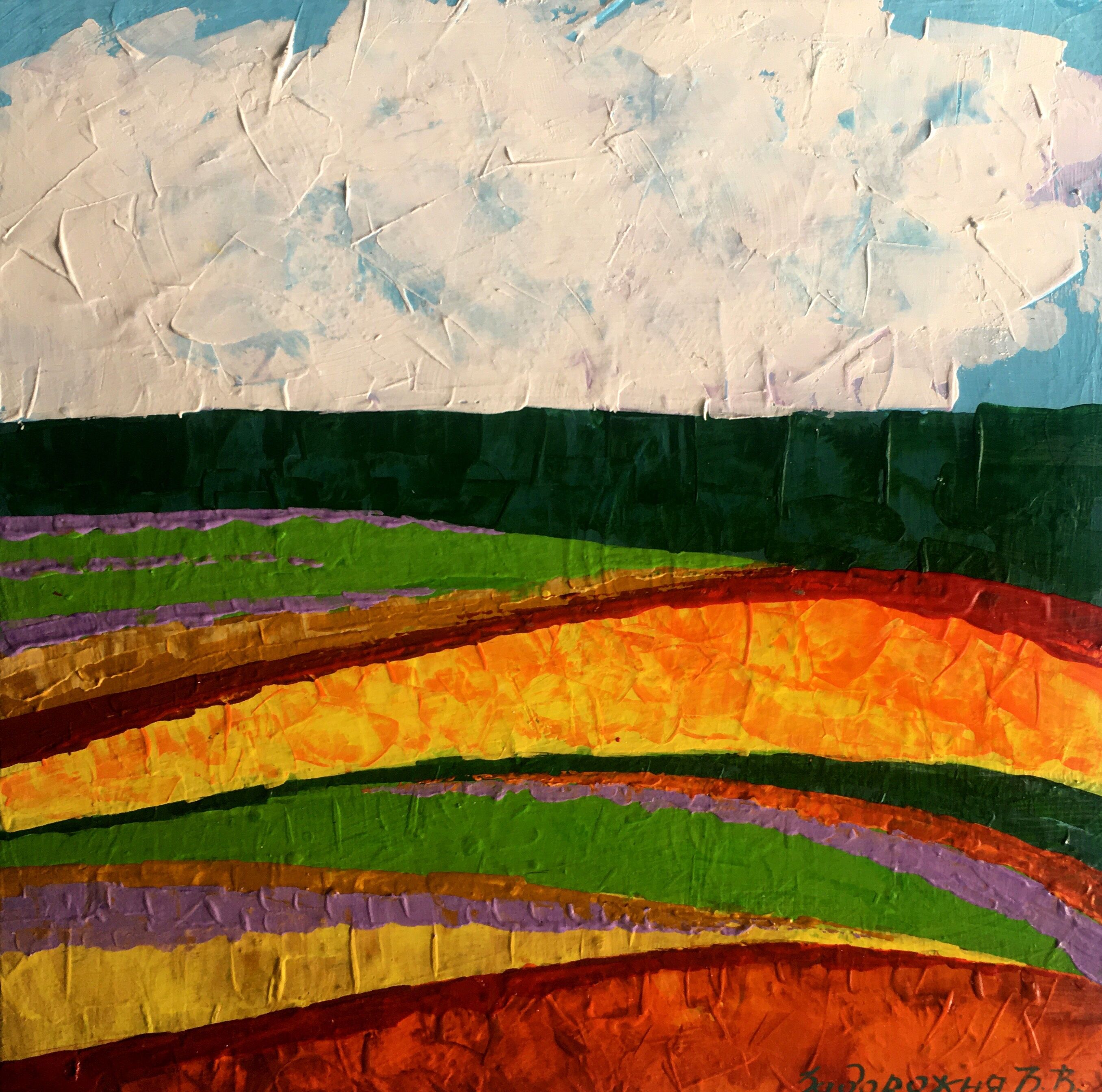 Dipinto ad olio Dopo la pioggia Zadorozhnya Vita 20x20cm