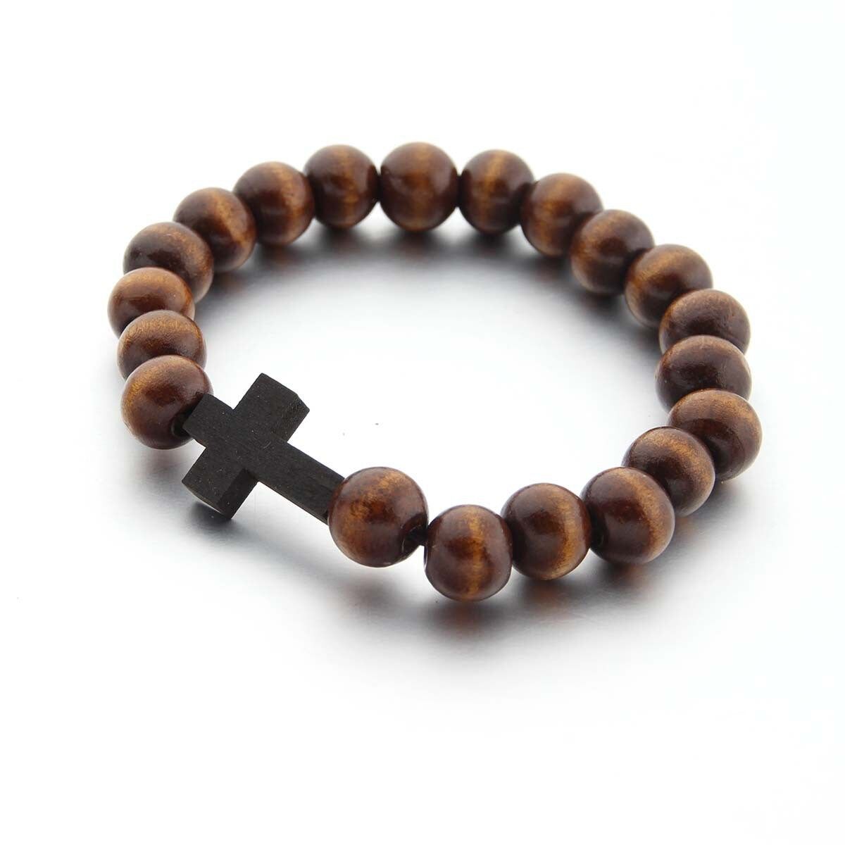 Afrikanisches Armband – Holzperlenarmband – Kreuz – Braun