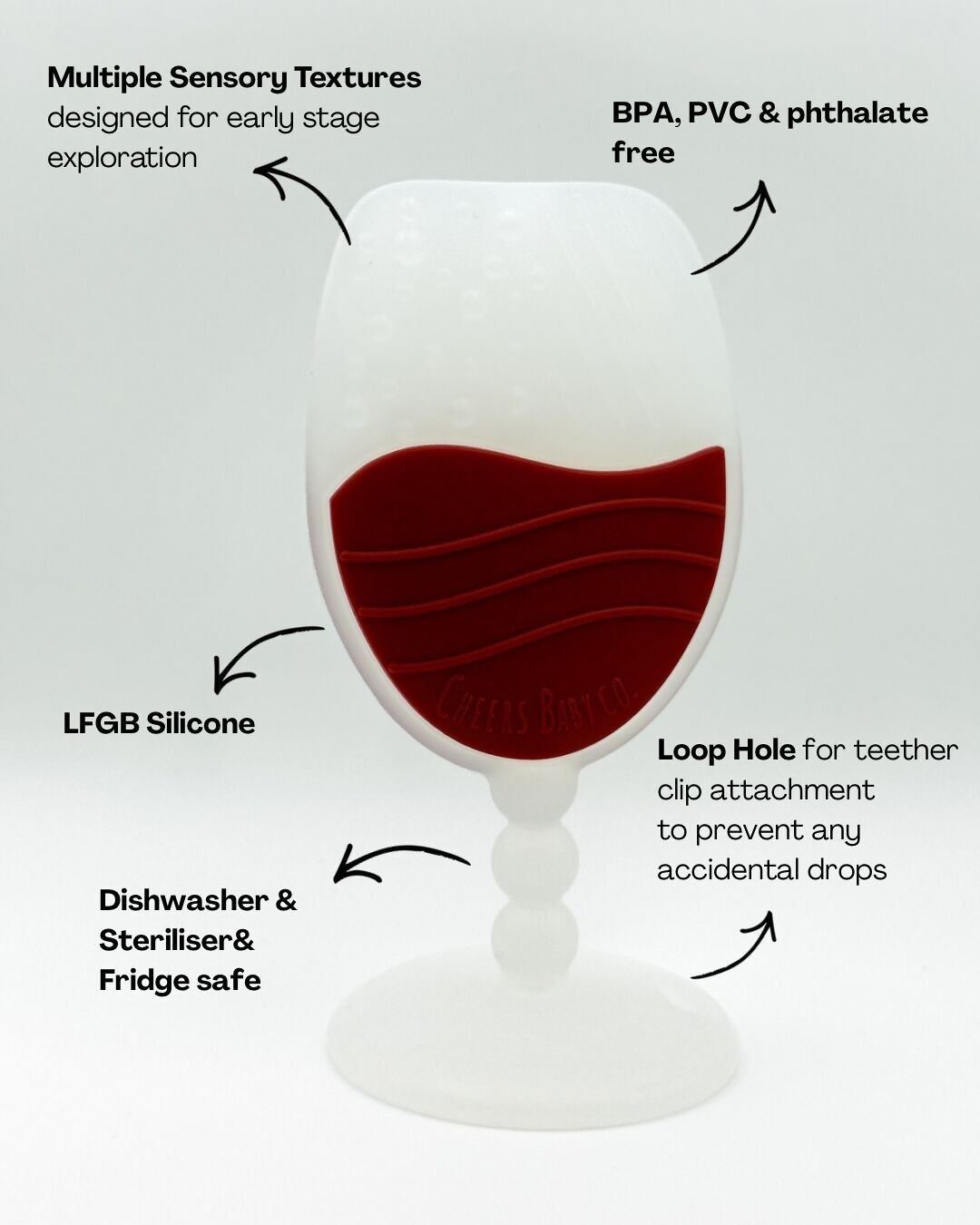 Mordedor y pinza a juego Baby Vino - Rojo