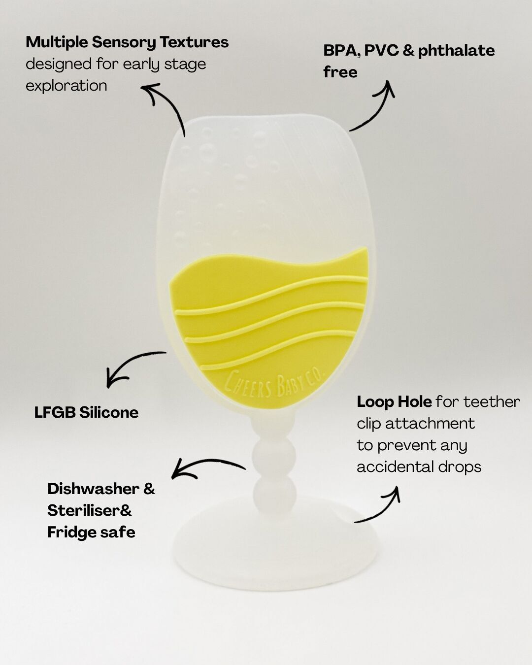 Baby-Beißring und passender Clip Baby Vino – Weiß