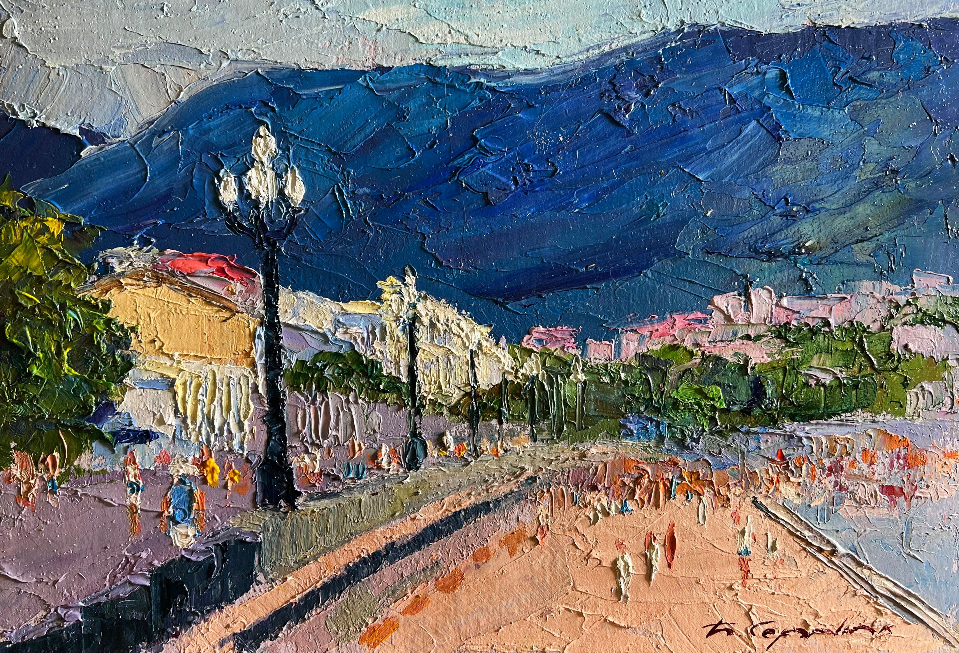 Dipinto ad olio Argine cittadino Boris Serdyuk 22x31cm