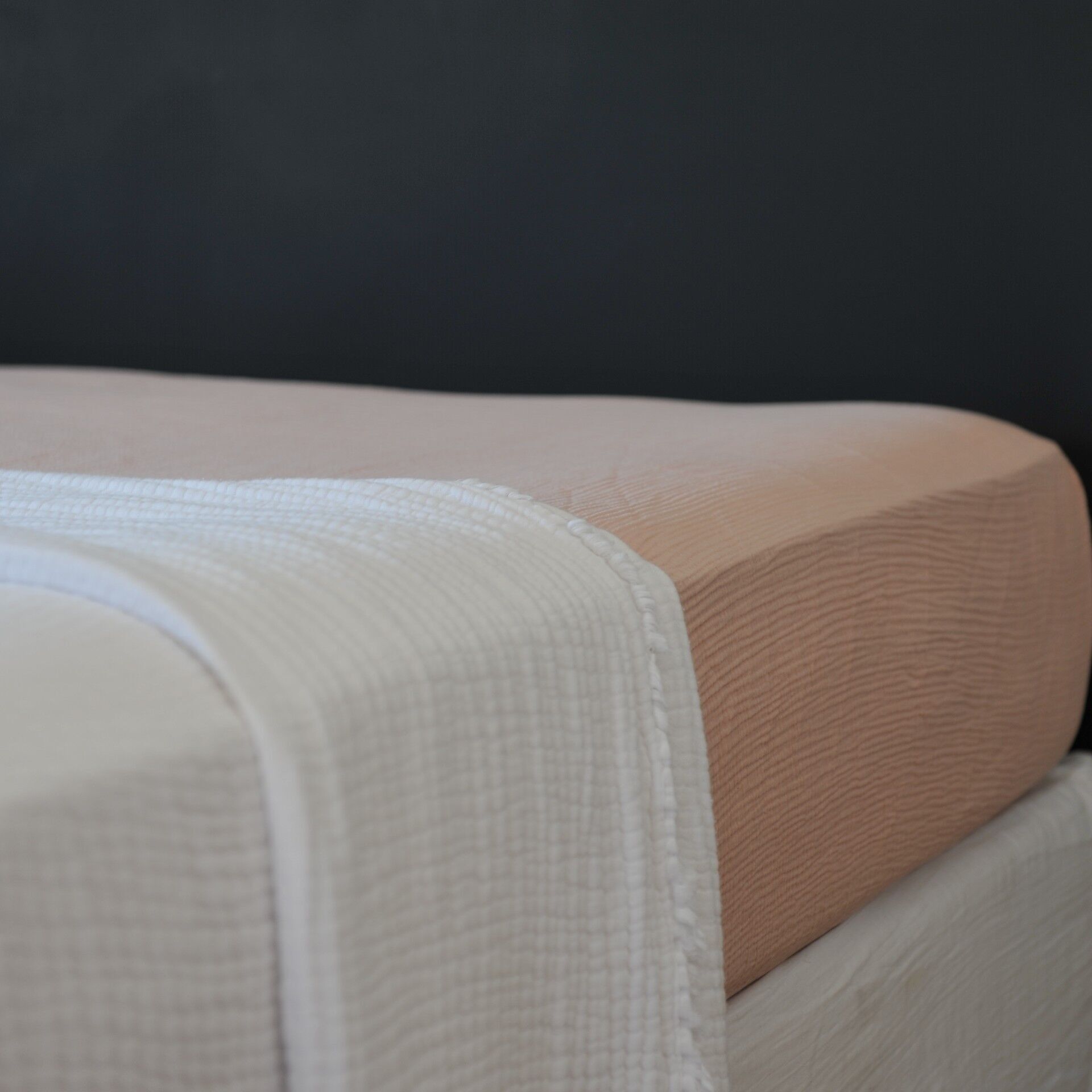 Drap housse gaze de coton rose poudrée 160X200X30 CM