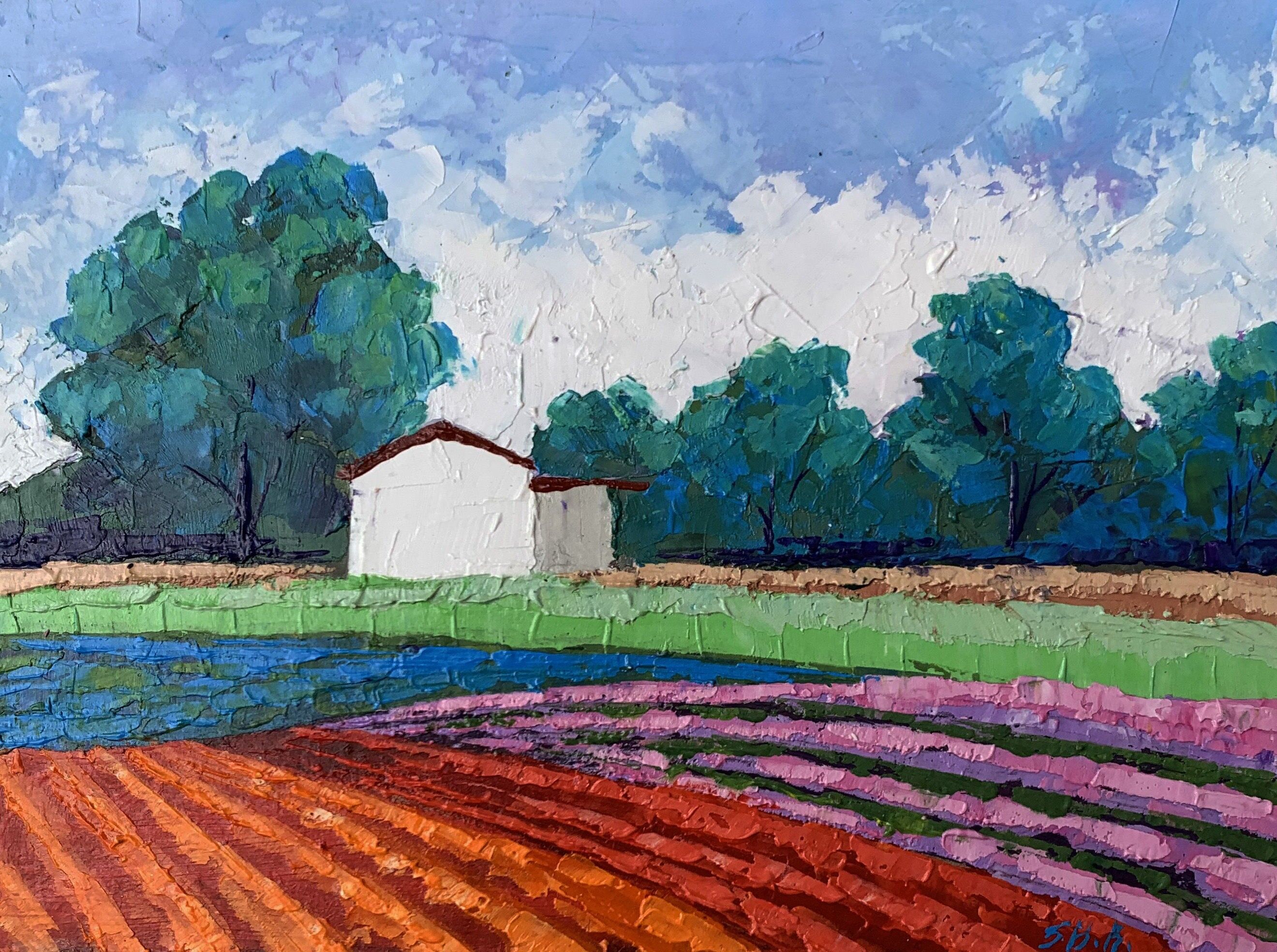 Dipinto ad olio Casa tra gli alberi Zadorozhnya Vita 15x20cm