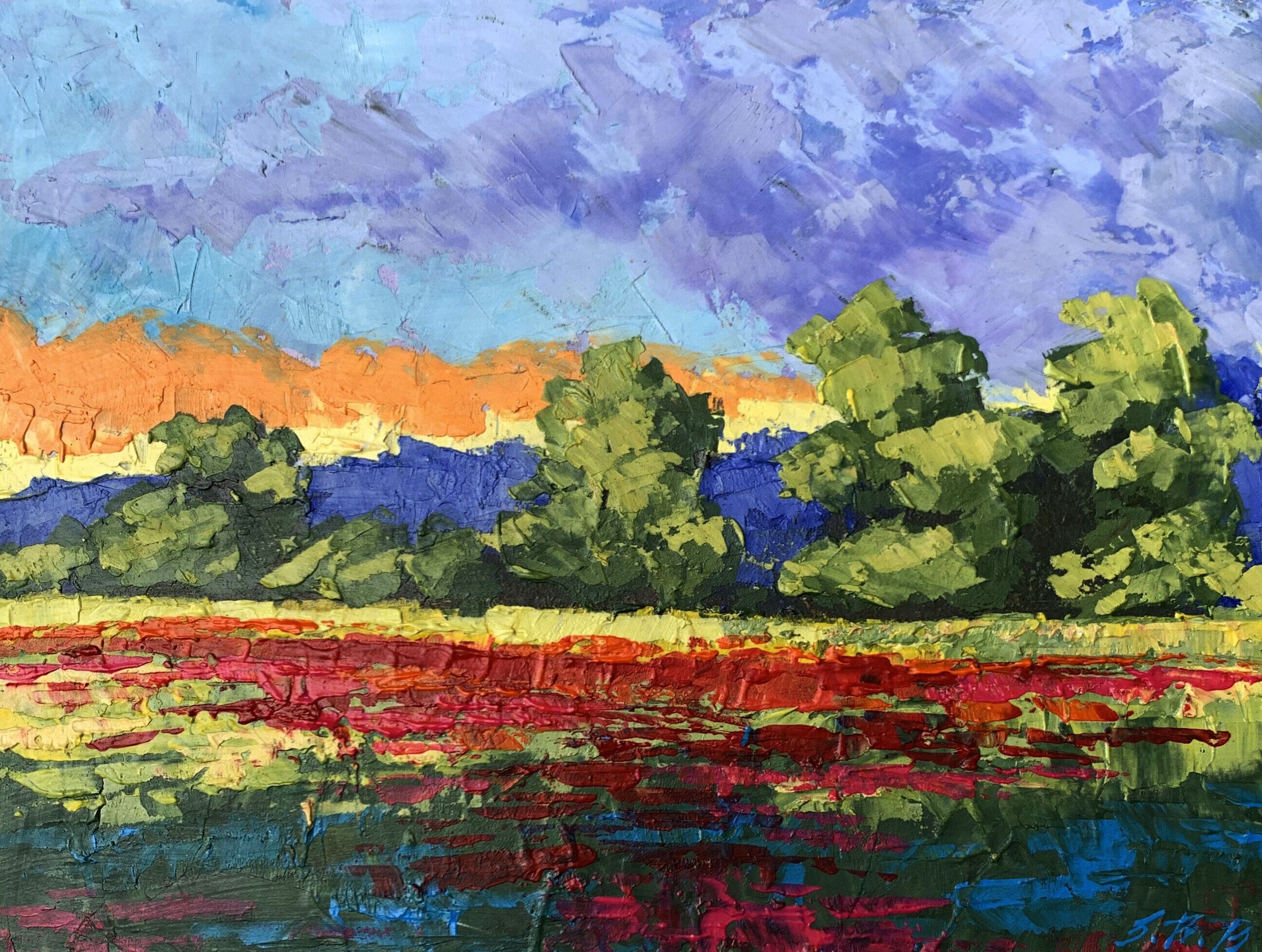 Dipinto ad olio Bagliore arancione Zadorozhnya Vita 15x20cm