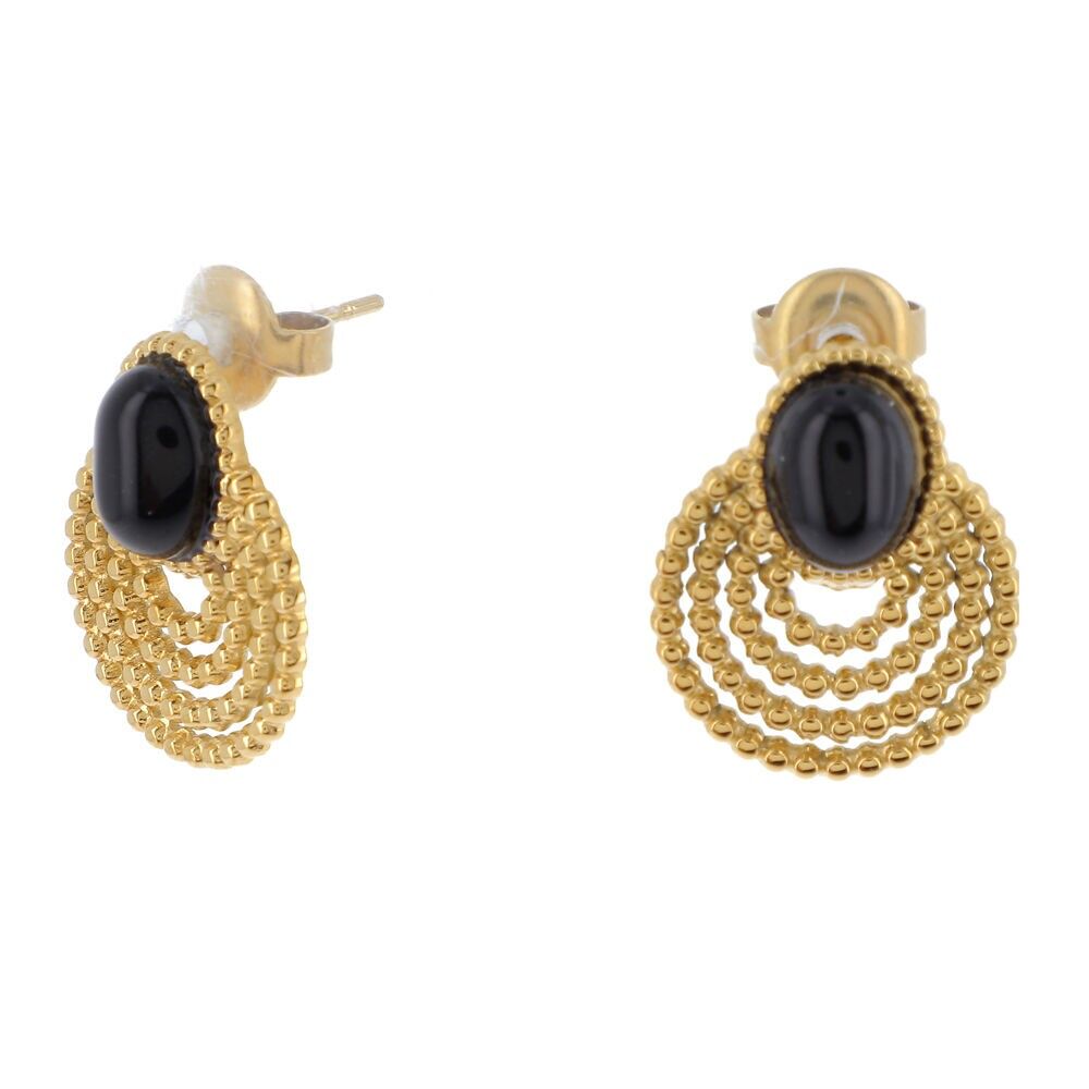Gold earrings with natural stone