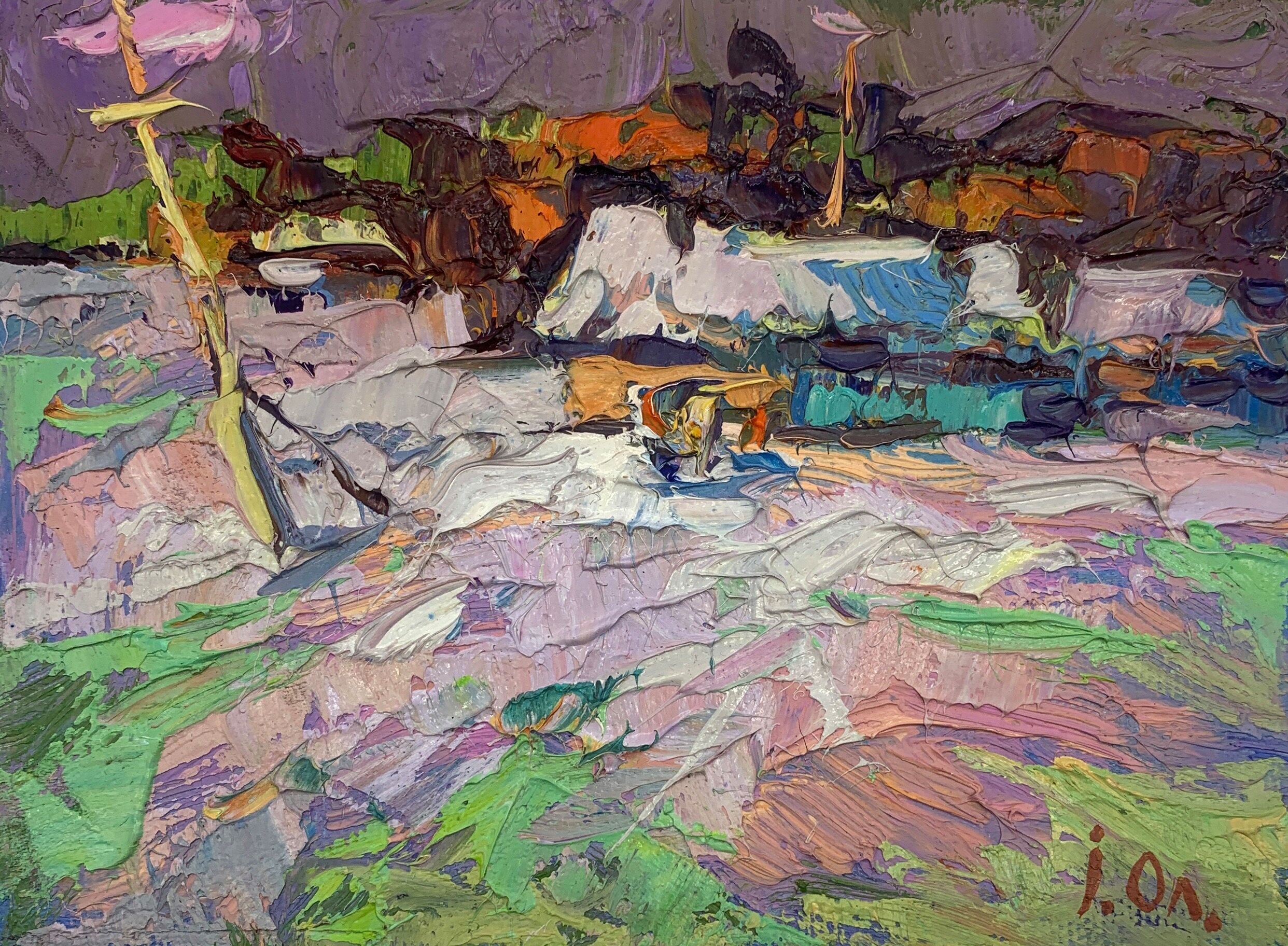 Dipinto ad olio Ai margini del villaggio Oleksiy Ivanyuk 12x16 cm