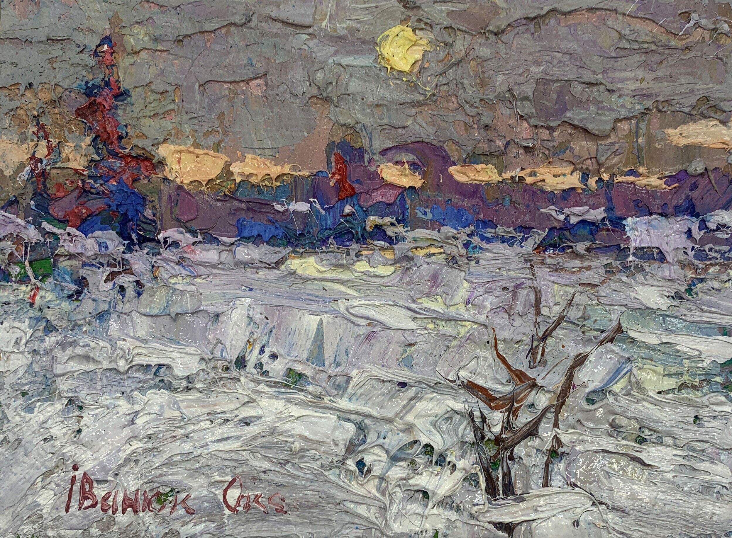 Oil painting Winter plains Oksana Ivanyuk 12x16cm