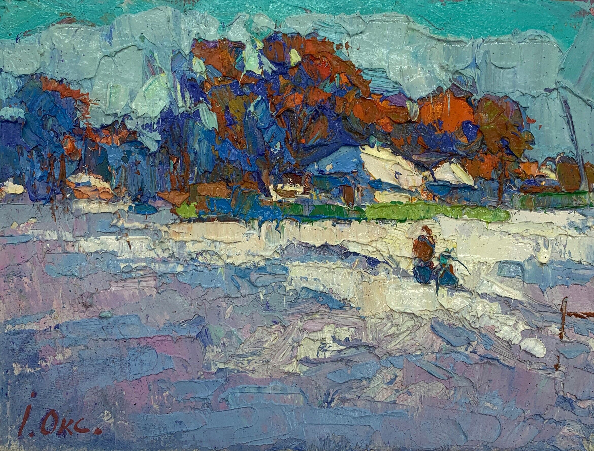 Dipinto ad olio Anche nel cuore dell'inverno Oksana Ivanyuk 12x16cm