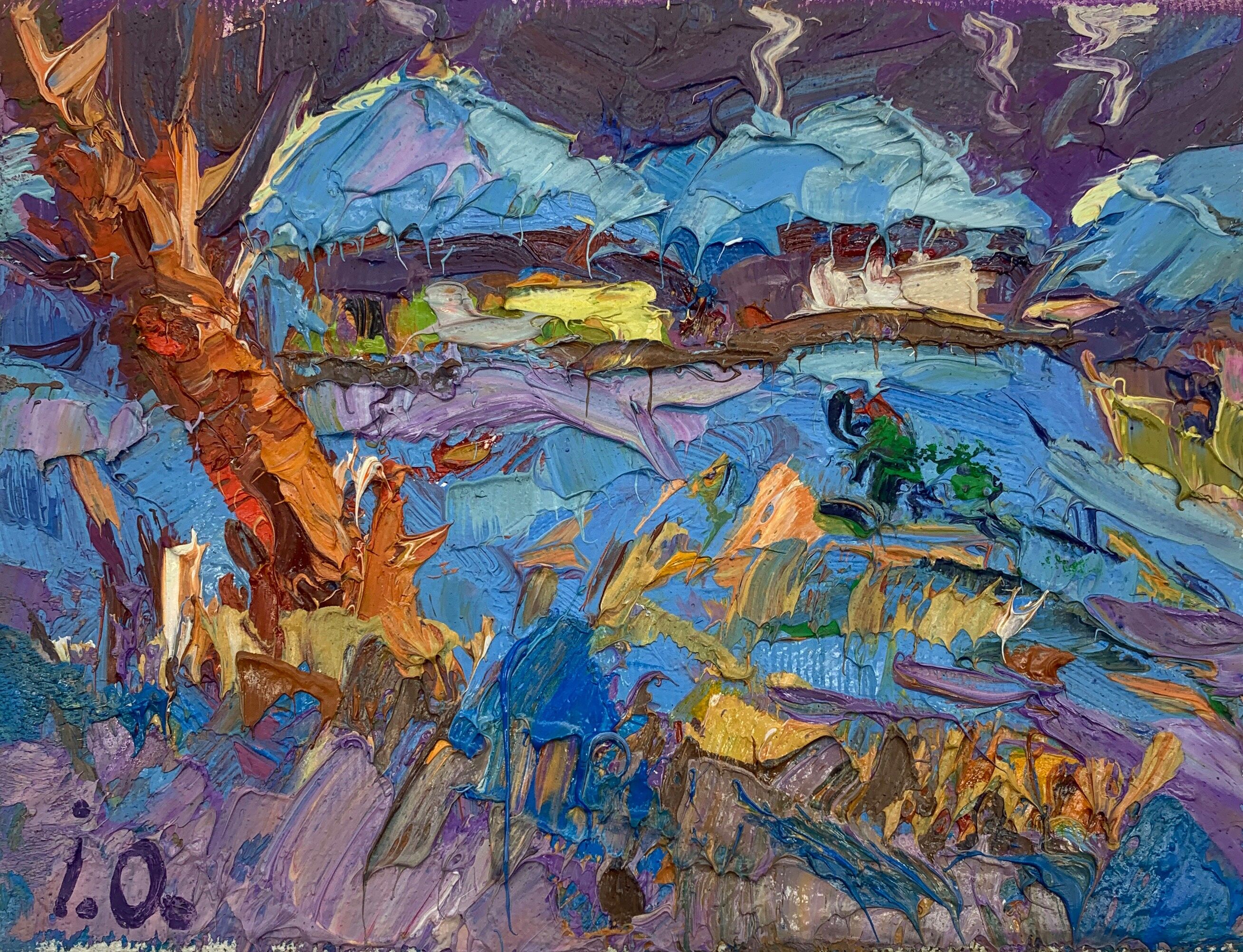 Dipinto ad olio Sera d'inverno Oksana Ivanyuk 12x16cm