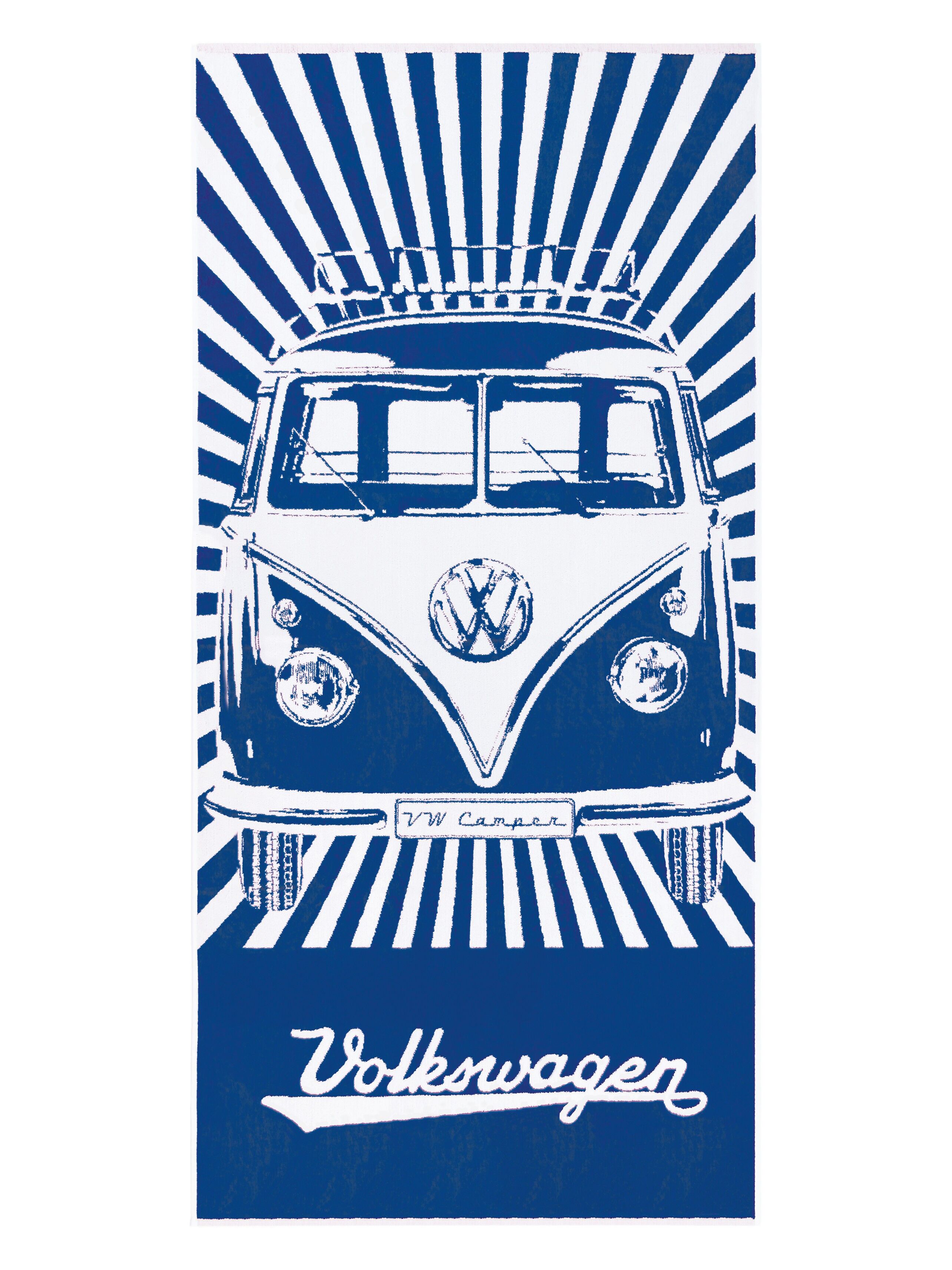 Morbido ed elegante asciugamano VW T1 Bus Combi - Motivo: raggi (50 x 100 cm), blu, BUBT12