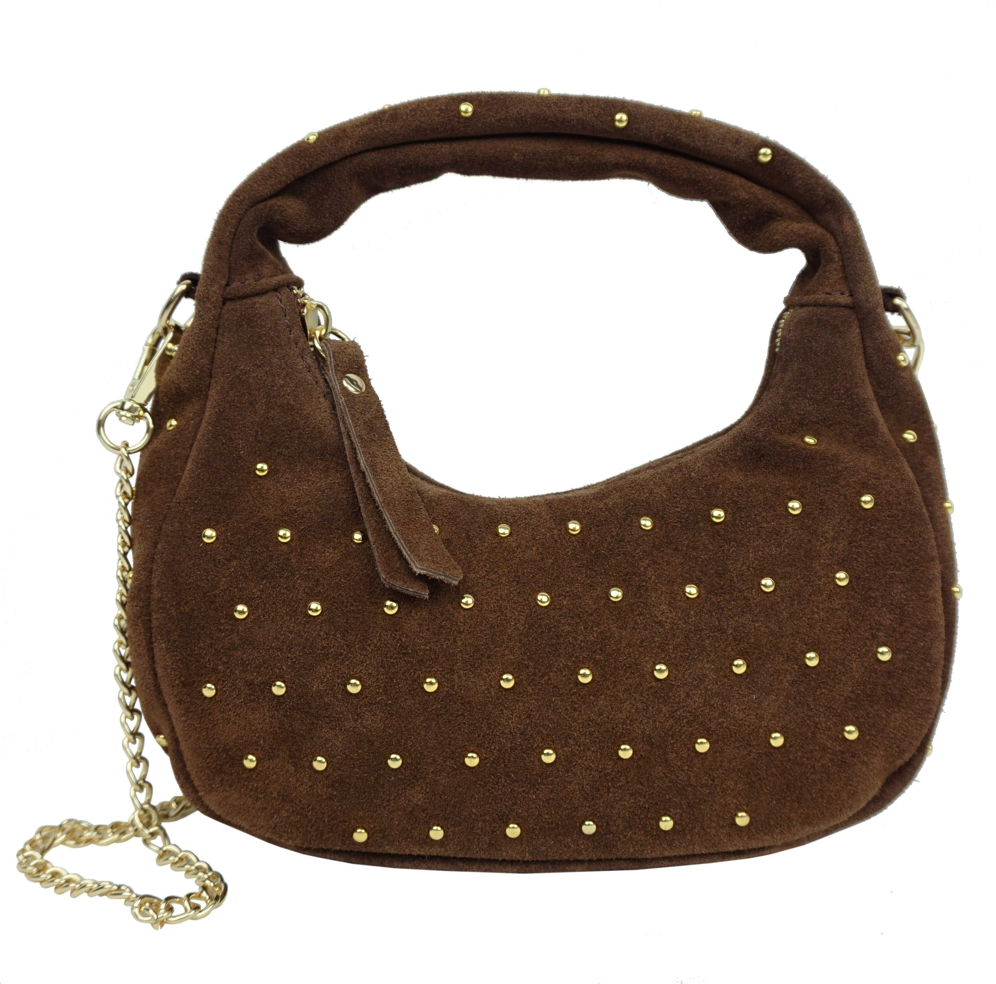 Small studded bag in split leather 80002
