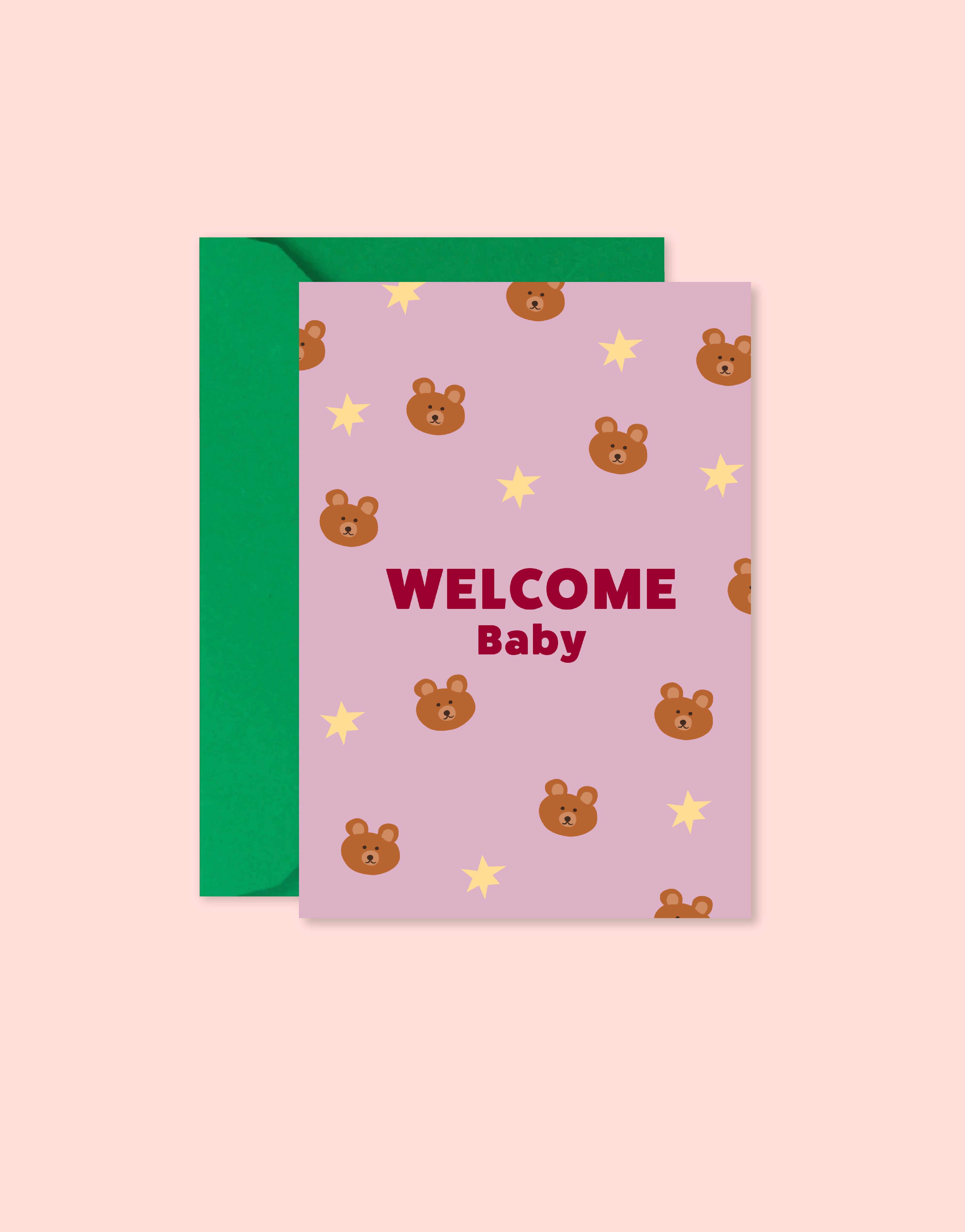 "Birth" card - Welcome baby bear (with envelope)