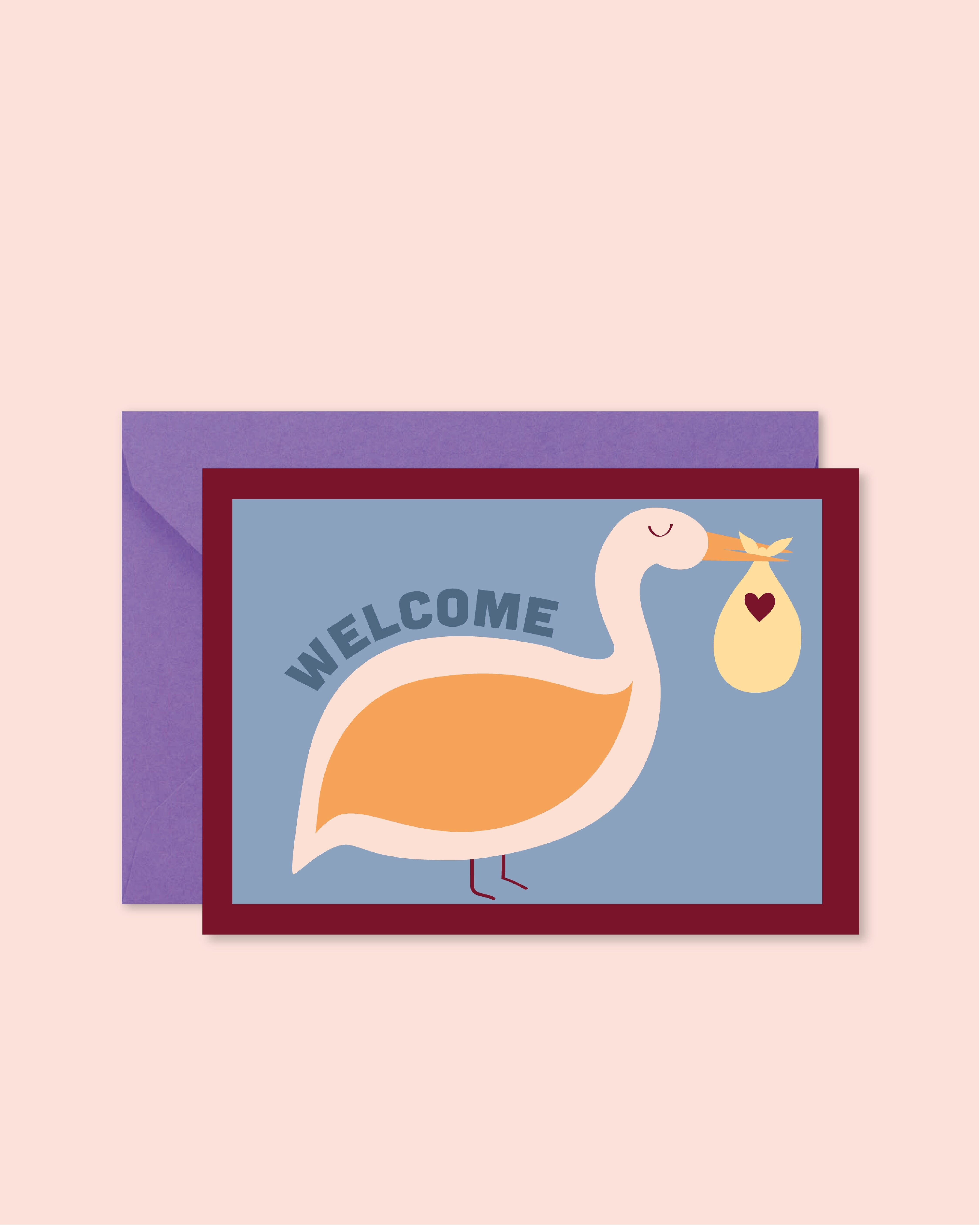 "Birth" card - Welcome baby stork (with envelope)