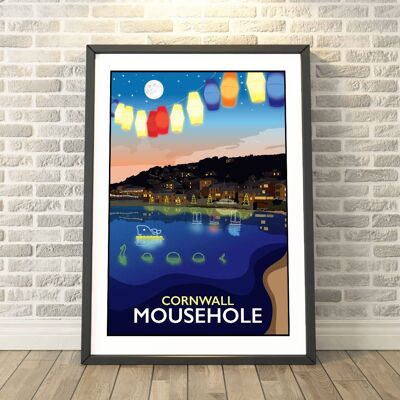 Mousehole illuminations, Cornwall Print__A3