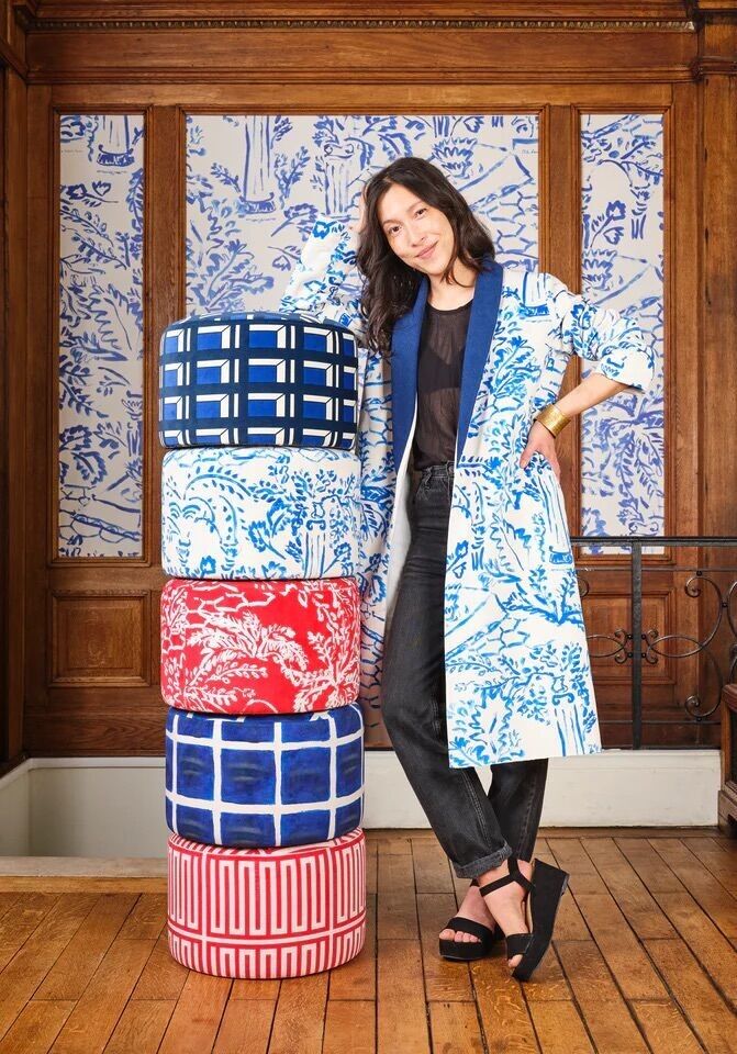 Pouf Blue Era - creme