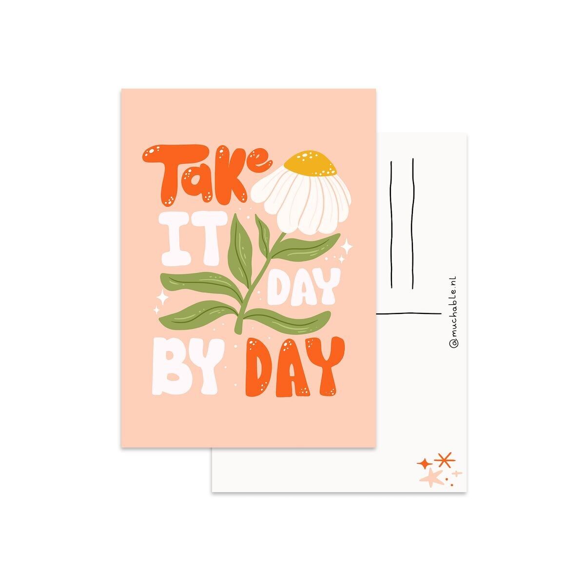 Progettazione di biglietti d'auguri - illustrazione di citazione motivazionale - prendila giorno per giorno - guarisci presto