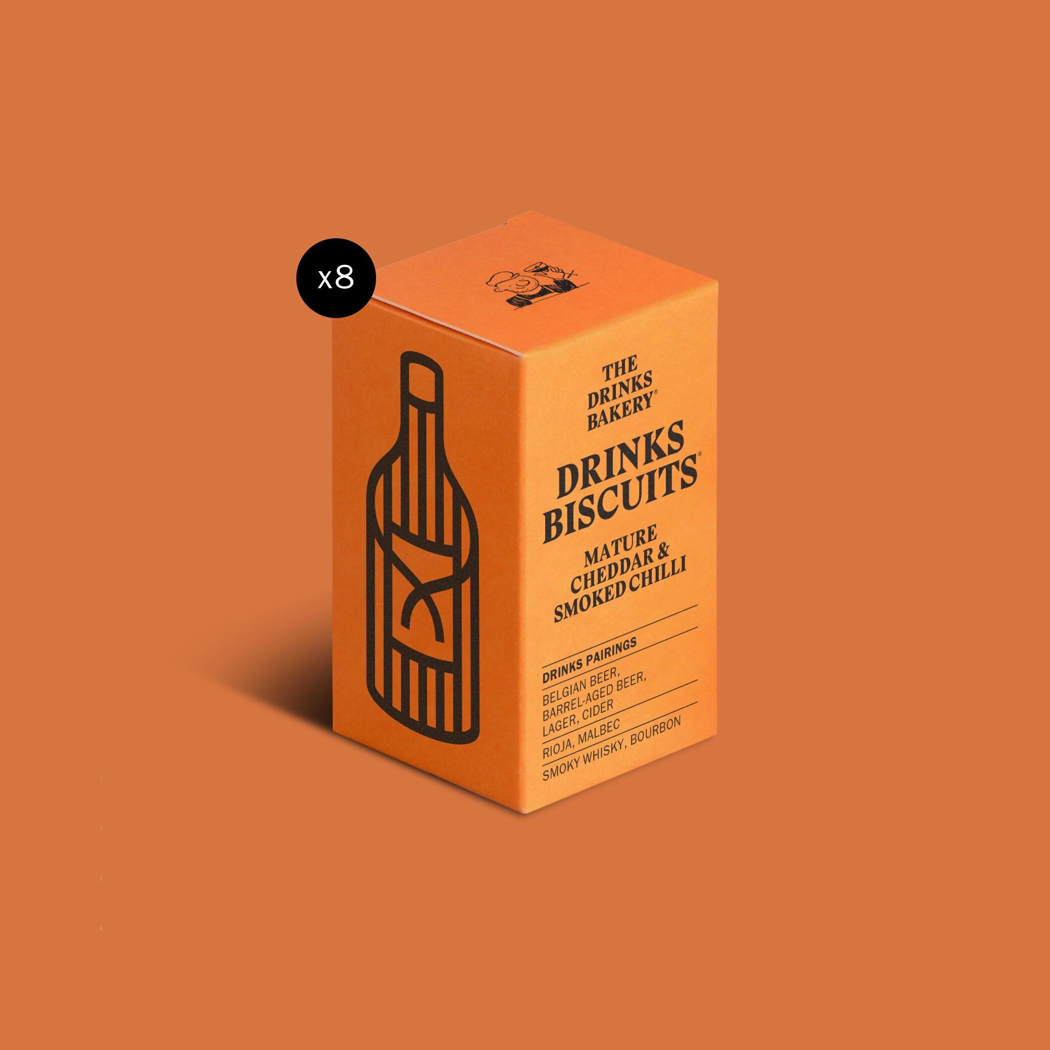 Getränkekekse mit gereiftem Cheddar und geräuchertem Chili – 36g Einzelportionspackung – Herzhafte Käsekekse, fachmännisch geschmacklich abgestimmt auf großartige Getränke