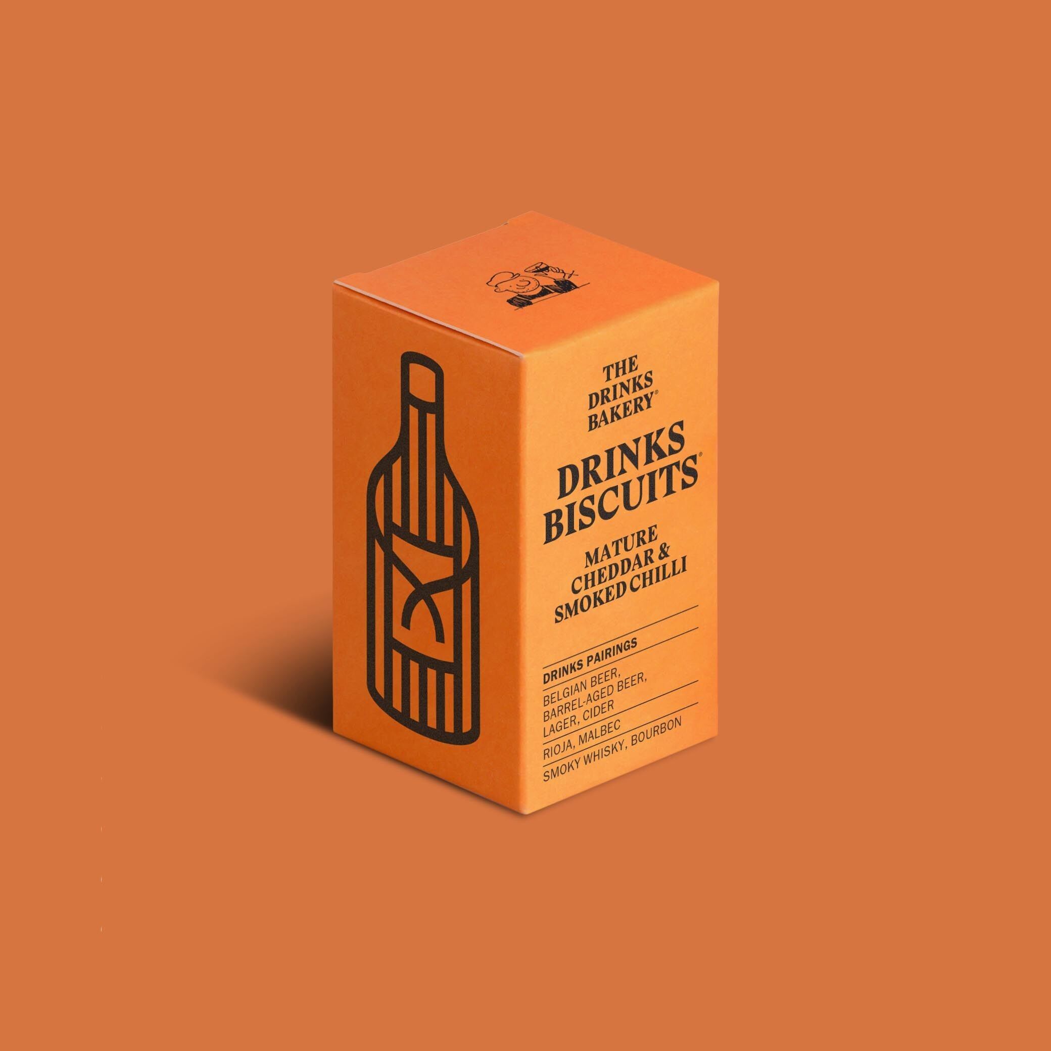 Getränkekekse mit gereiftem Cheddar und geräuchertem Chili – 36g Einzelportionspackung – Herzhafte Käsekekse, fachmännisch geschmacklich abgestimmt auf großartige Getränke