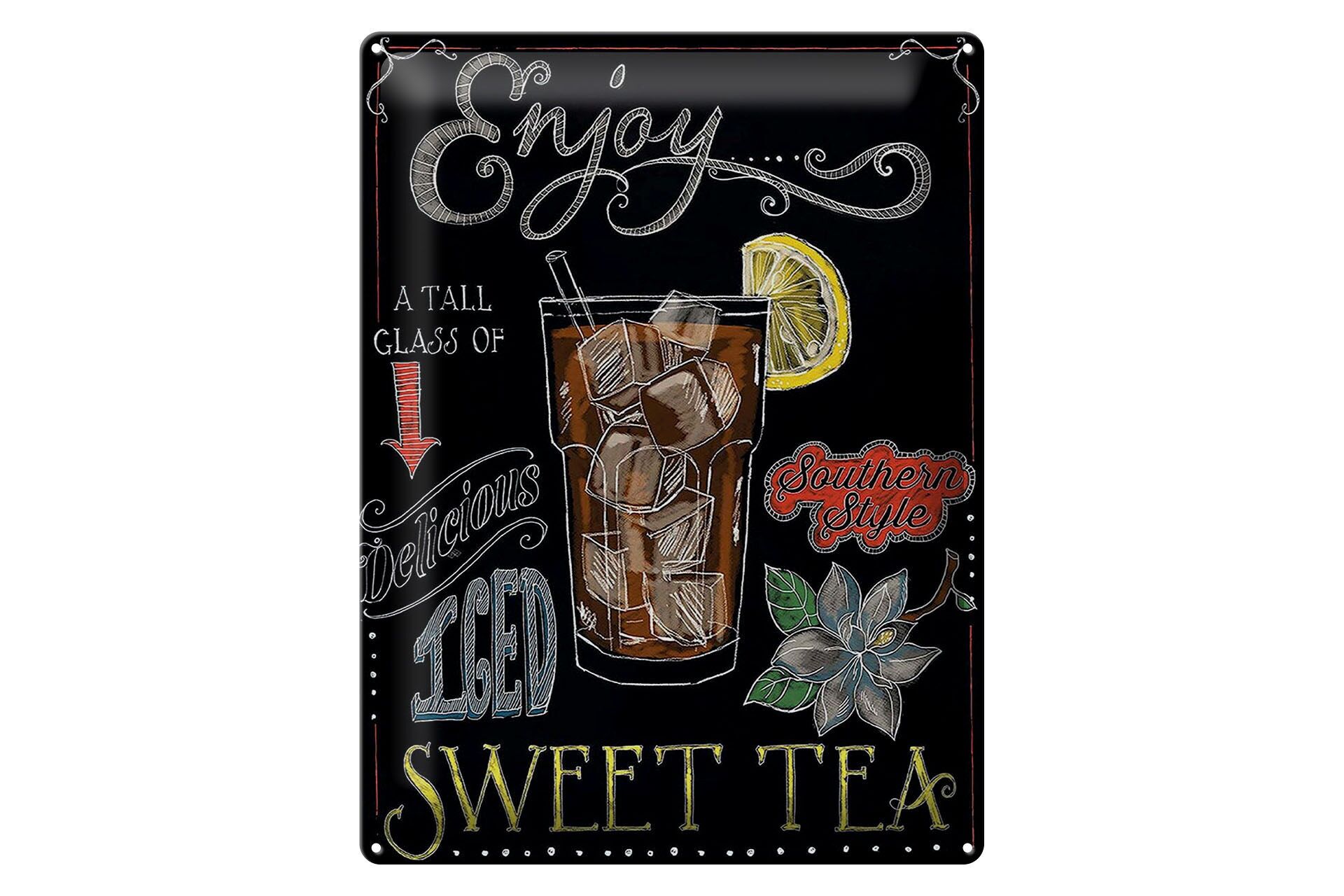 Tin sign Cocktail 30x40 cm Enjoy Sweet Iced Tea table look decorative sign