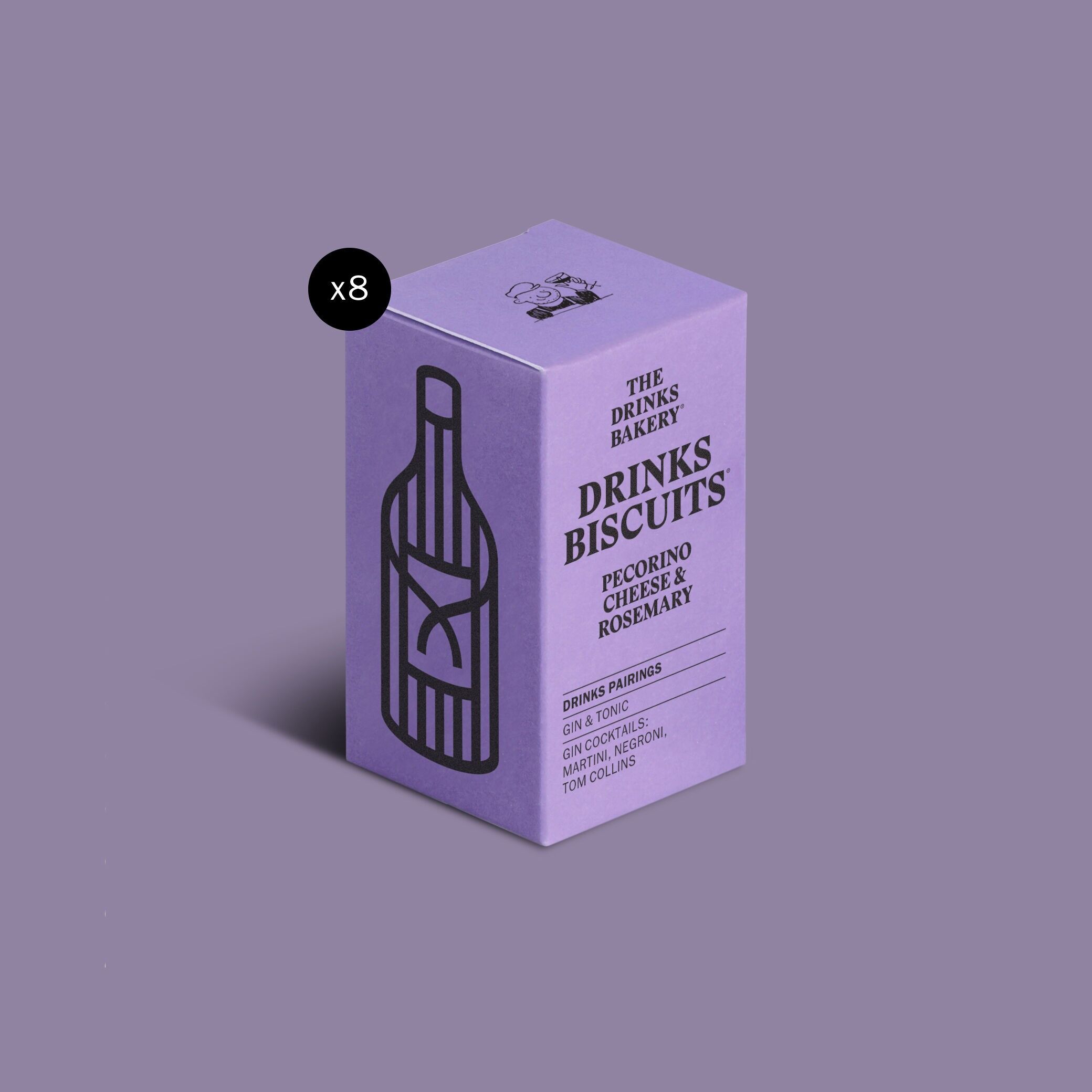 Pecorino-Käse- und Rosmarin-Getränkekekse – 36g Einzelportionspackung – Herzhafte Käsekekse, fachmännisch geschmacklich abgestimmt auf hervorragende Getränke