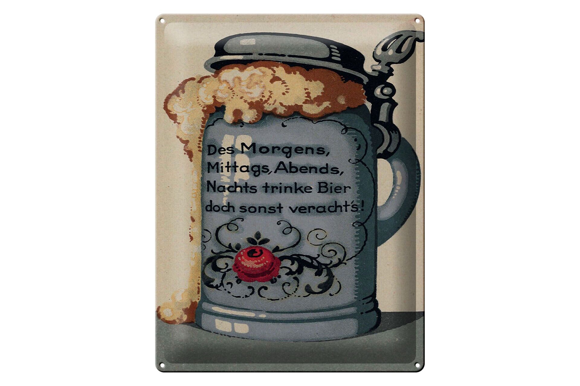 Metal sign with saying 30x40 cm: "Drink beer or else be despised" - beer mug sign