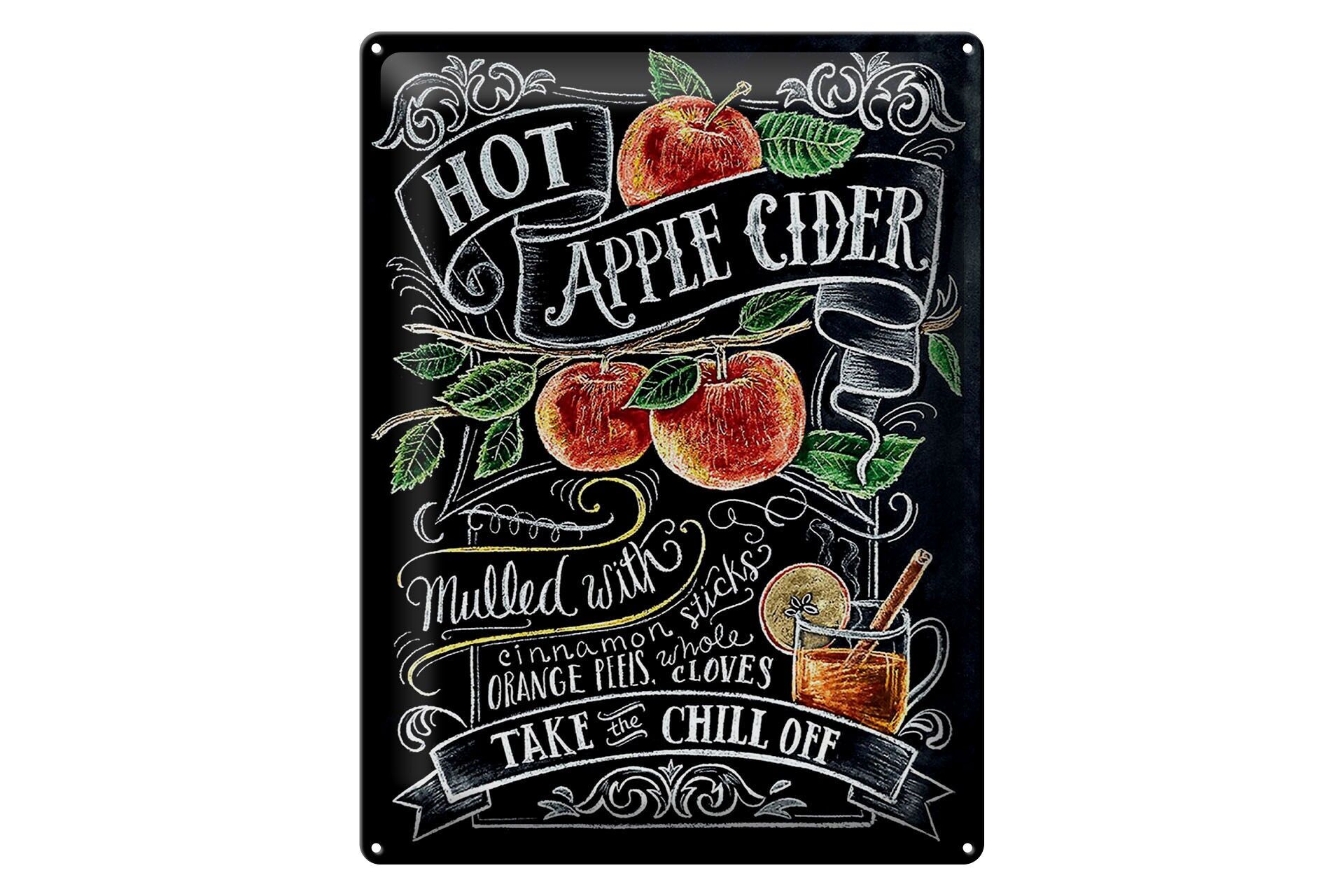 Metal sign "Alcohol" 30x40 cm, hot apple cider, chalkboard look, decorative sign