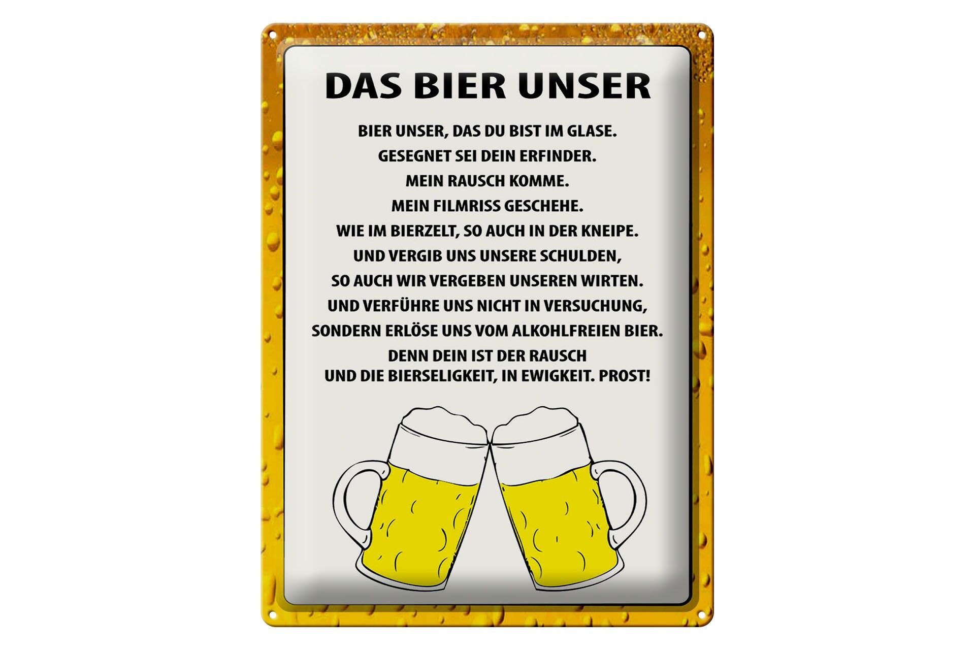Metal sign with saying, 30x40 cm: The beer, Our commandments, Beer glasses, Decorative sign