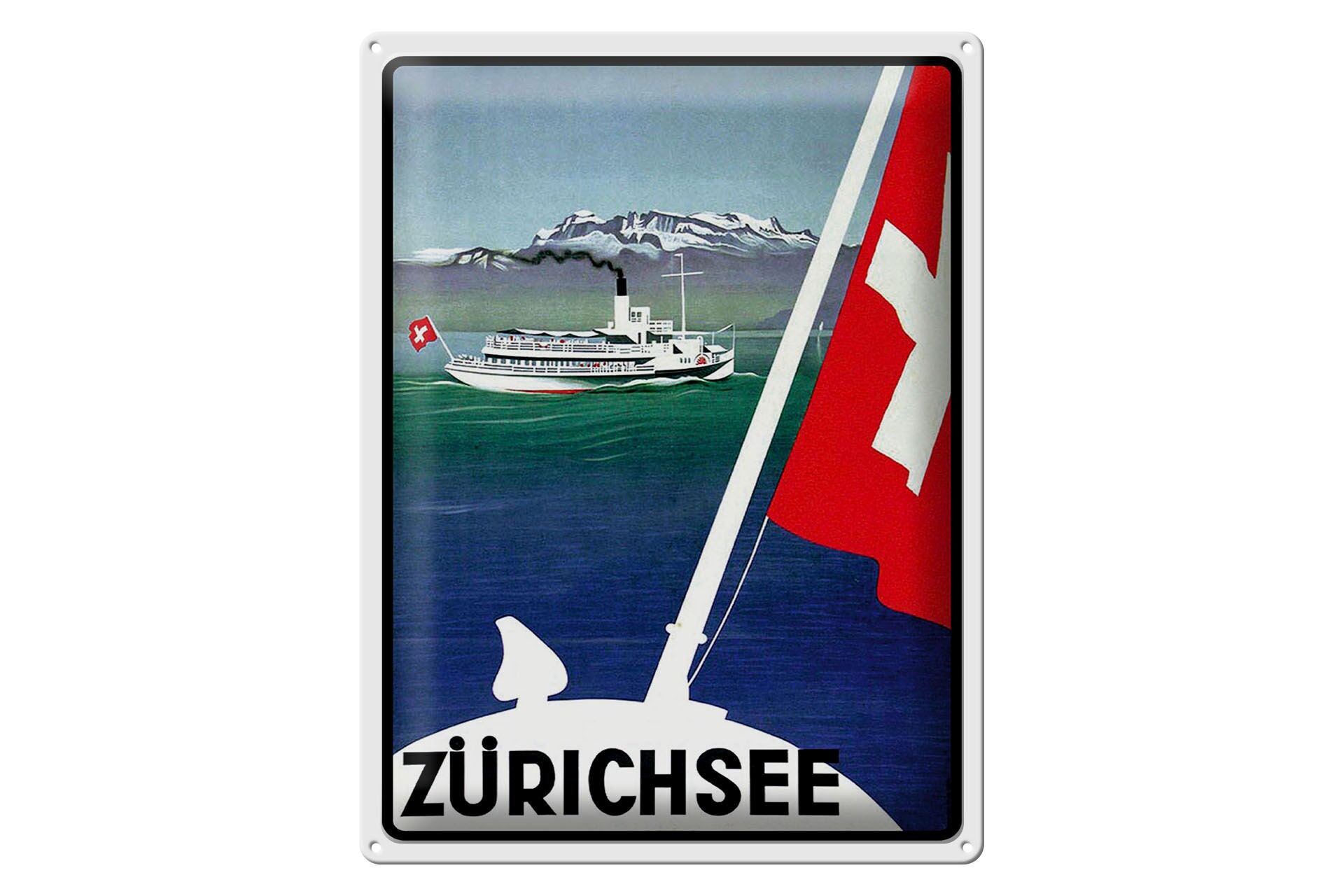 Blechschild Reise 30x40 cm Zürich Schweiz Kreuzfahrtschiff Deko Schild