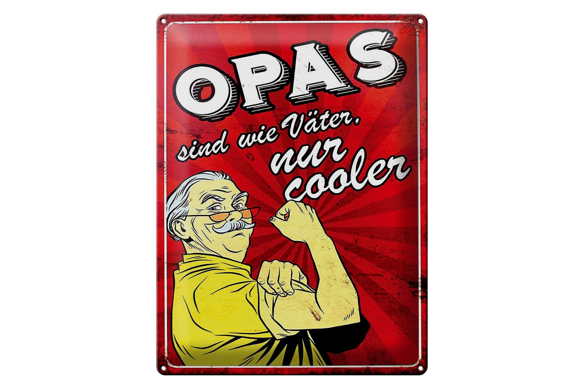 Blechschild Spruch 30x40 cm Opas sind wie Väter nur cooler rotes Deko Schild