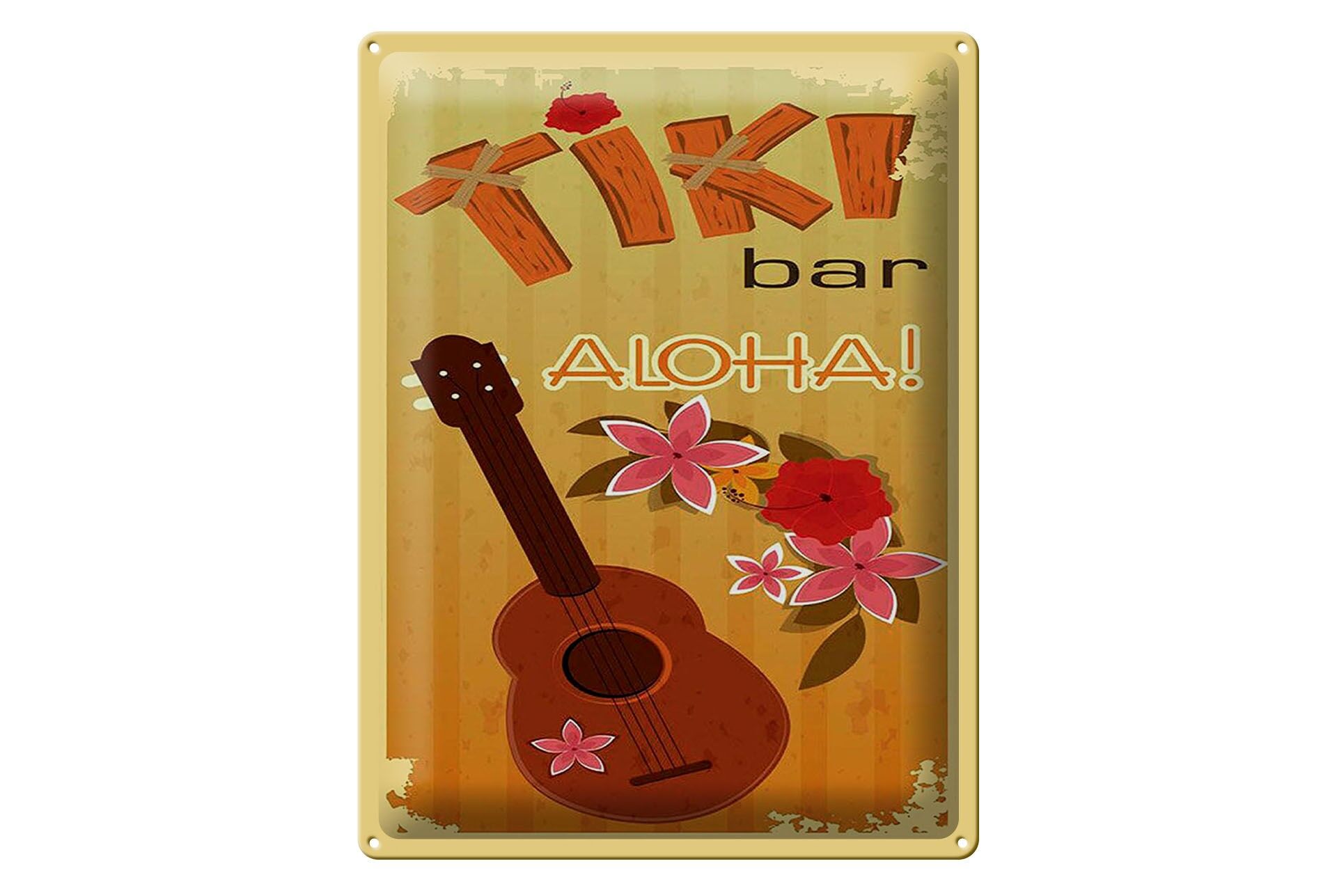 Blechschild Reklame 30x40 cm Tiki Bar Aloha Gitarre Deko Schild