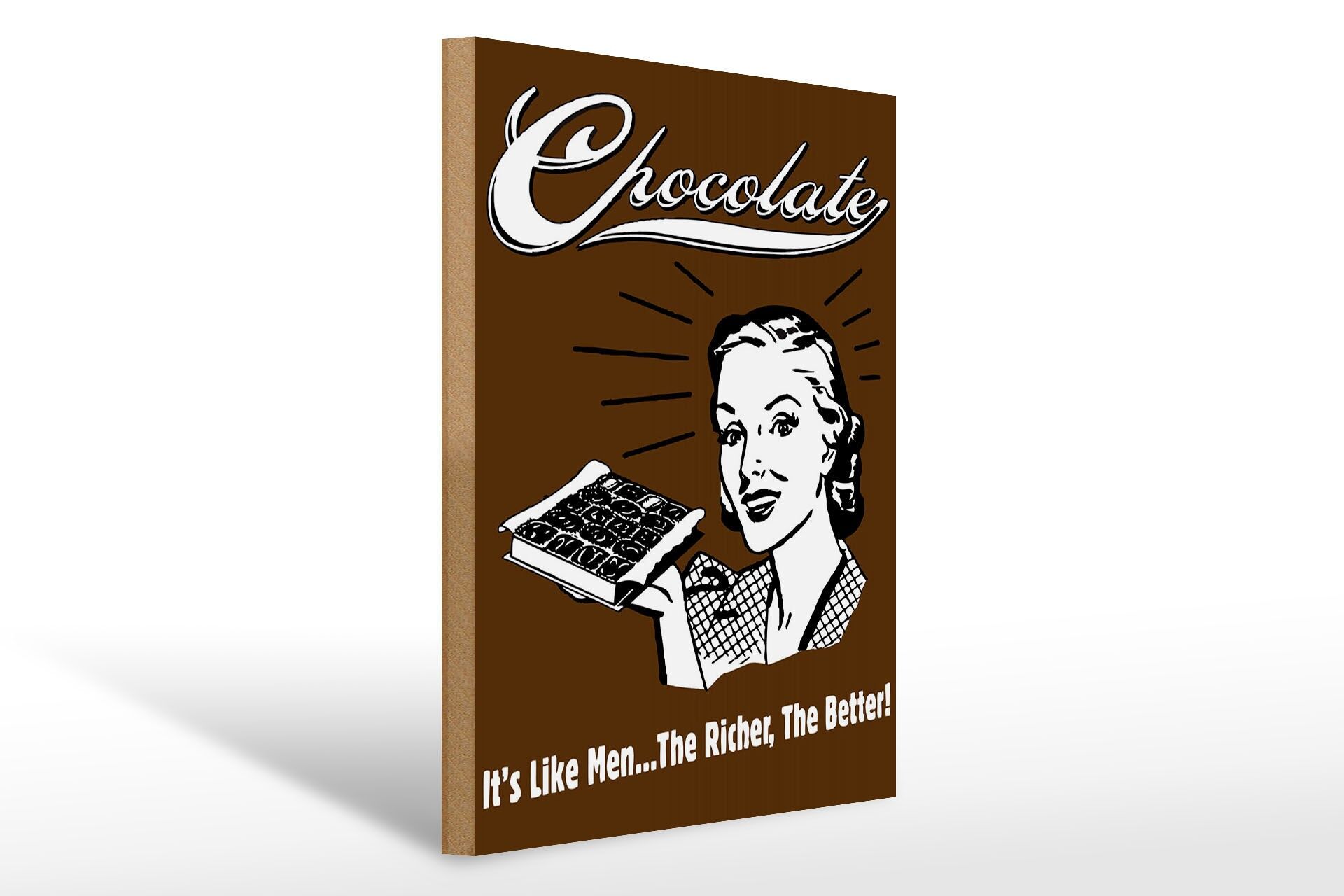 Holzschild Retro 30x40 cm Chocolate Its like men Deko Schild