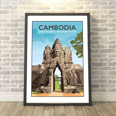 Angkor Wat, South Gate, Angkor Thom, Cambodia Print__A3