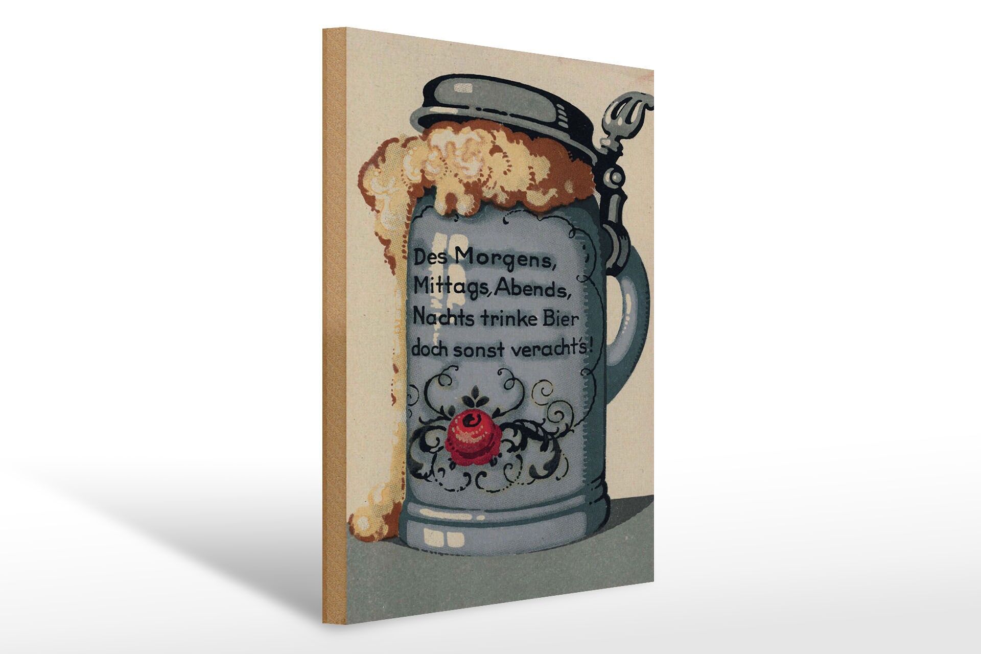 Letrero de madera de 30 x 40 cm con el lema "Bebe cerveza o serás despreciado". Letrero para jarra de cerveza.