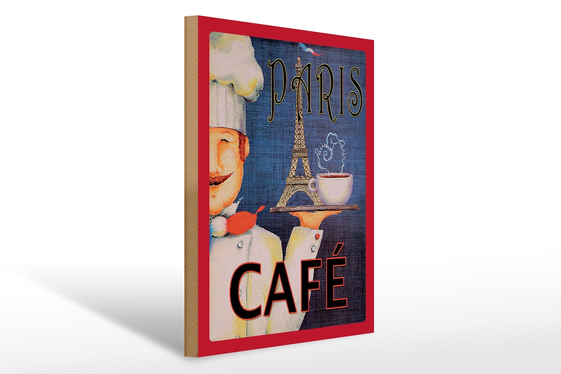 Letrero de madera para viaje, 30x40 cm, Café París Torre Eiffel, letrero decorativo