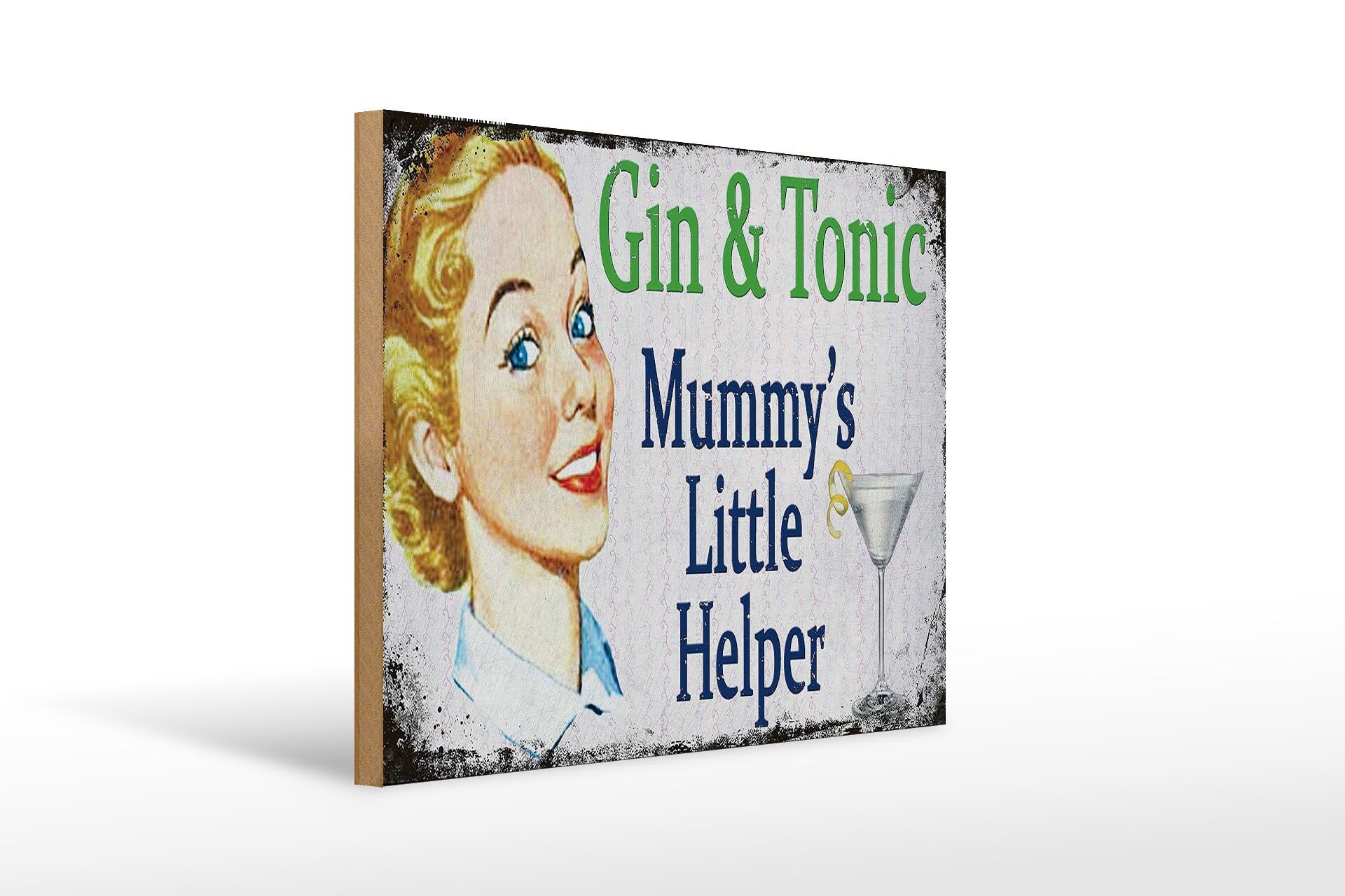Letrero de madera "Alcohol" 30x40 cm Gin Tonic Ayudante de Mamá Letrero Decorativo