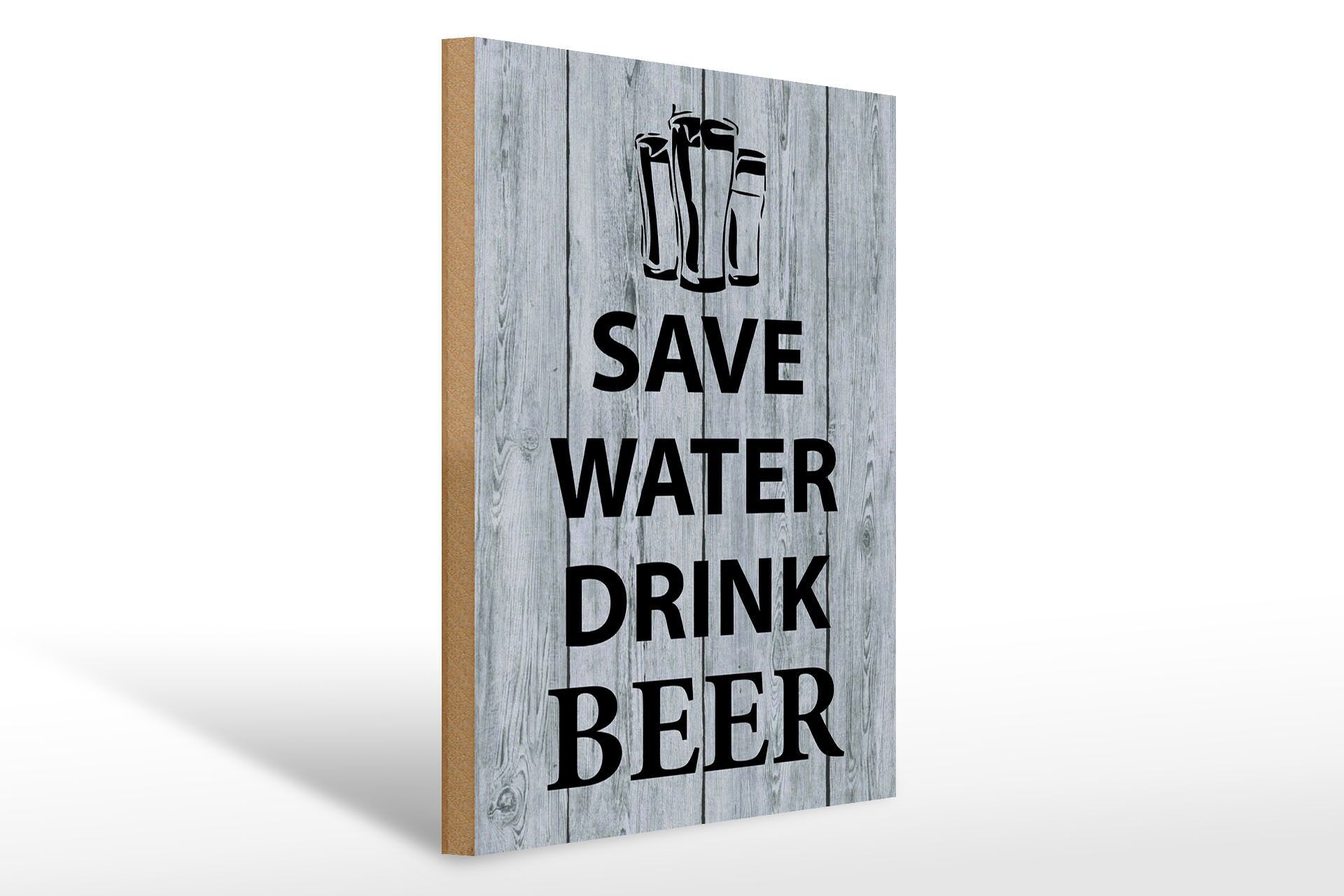 Letrero de madera con frase, 30x40 cm, agua segura, beber cerveza, aspecto madera, letrero decorativo