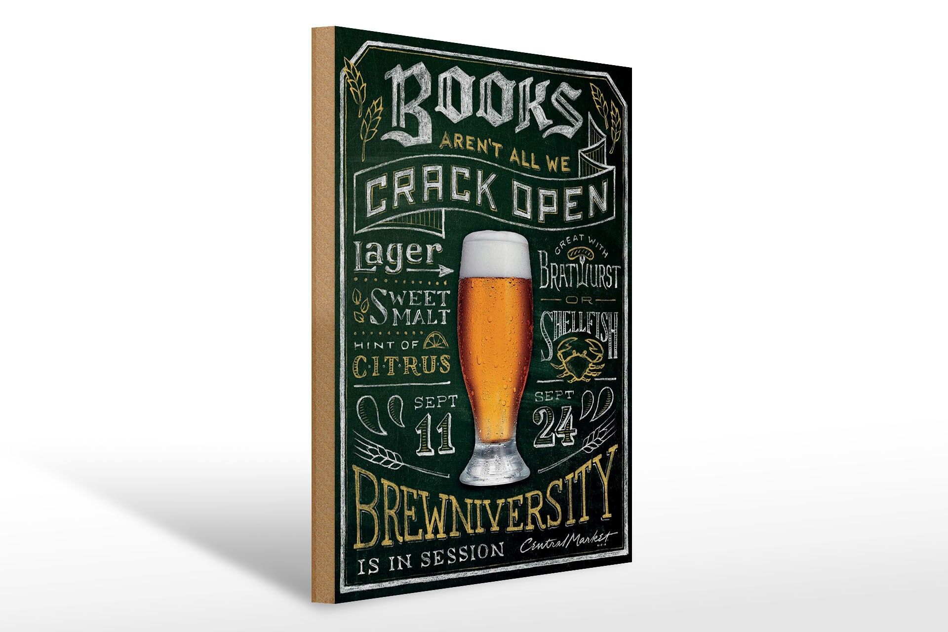 Letrero de madera "Alcohol" 30x40 cm libros no somos nosotros abre cerveza Brewniversity Decoración