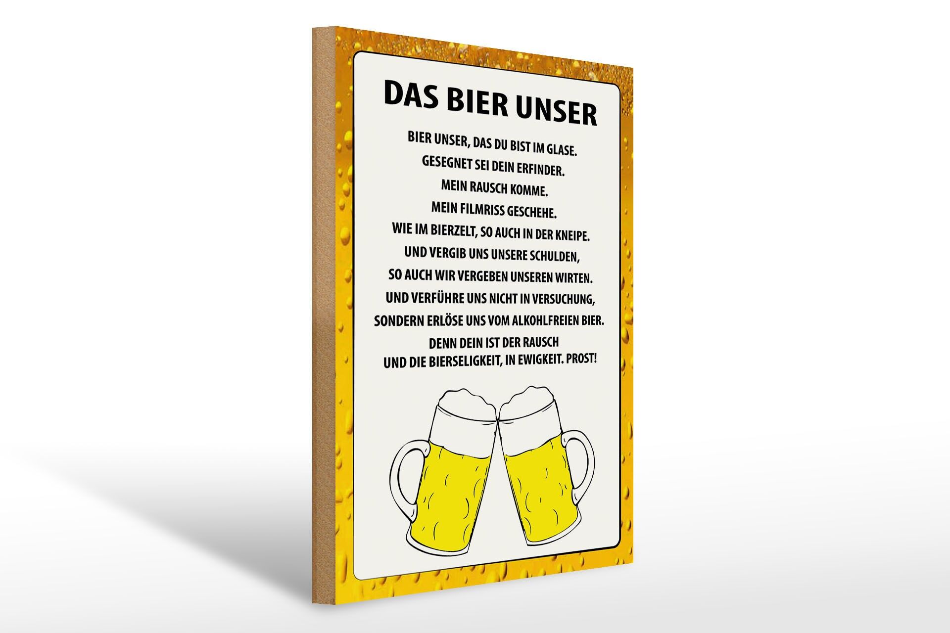 Letrero de madera con frase, 30x40 cm: La Cerveza, Nuestros Mandamientos, Vasos de Cerveza, Letrero Decorativo